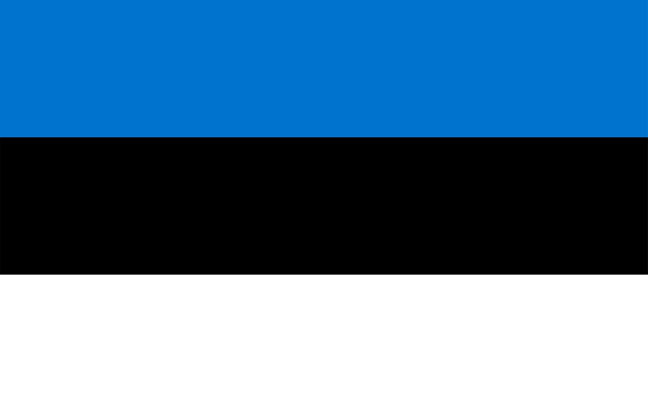 Flagge von Estland mit drei Balken von oben nach unten blau, schwarz, weiß