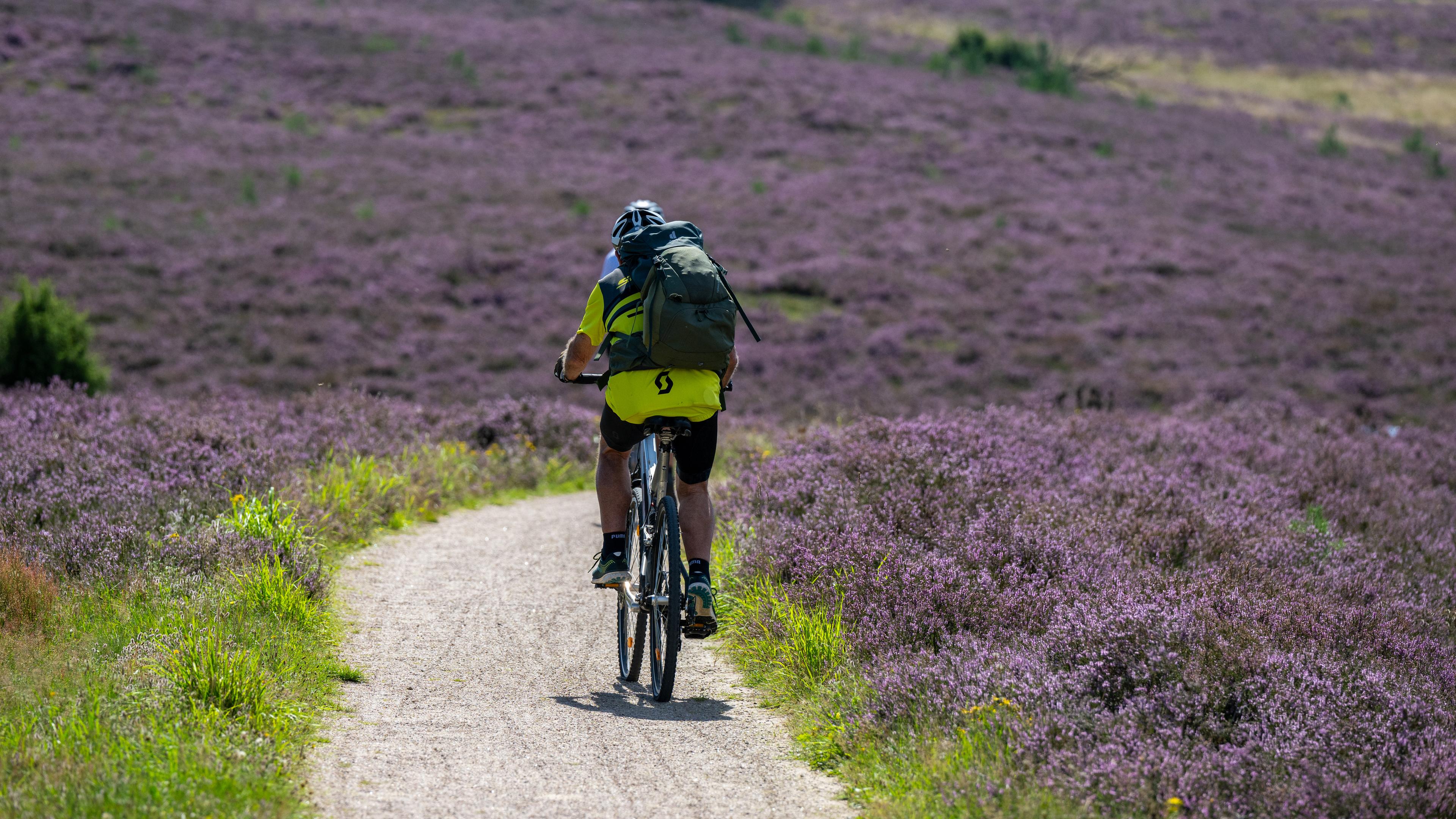 Radfahrer in der Natur.