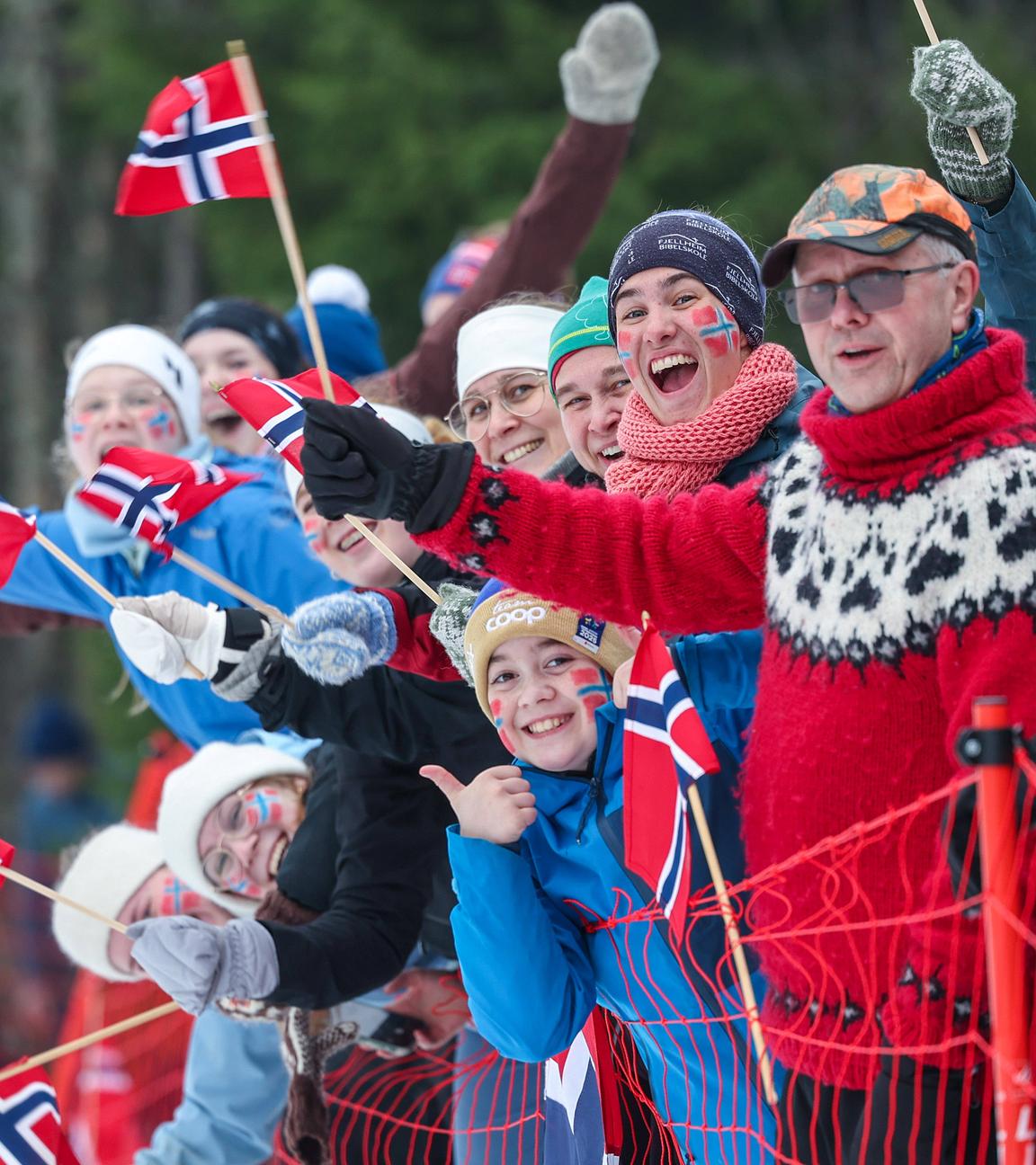 Norwegische Fans bei der Nordischen Ski-WM in Trondheim