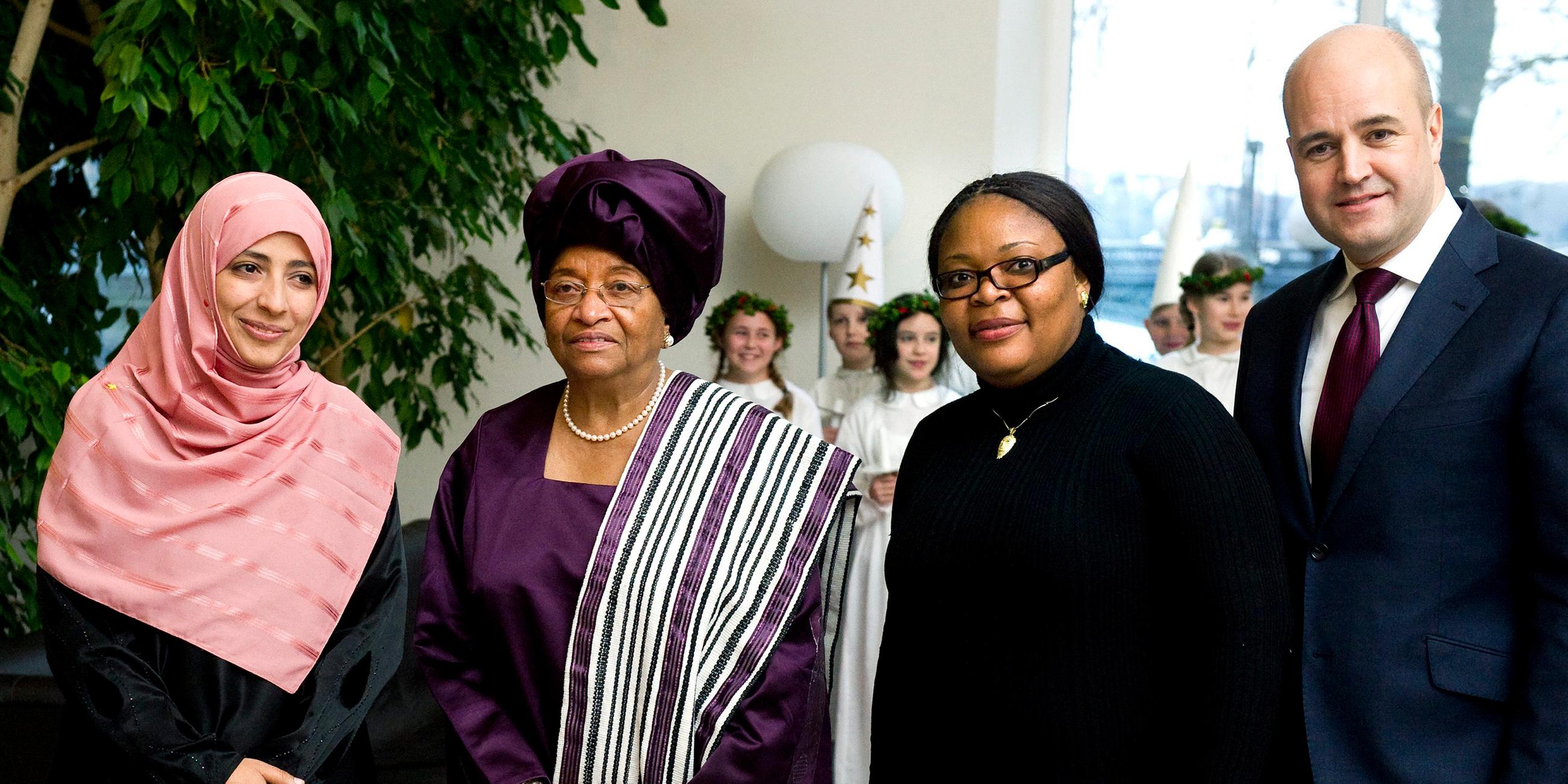 Ellen Johnson-Sirleaf, Leymah Gbowee (beide Liberia) und Tawakkul Karman (Jemen)