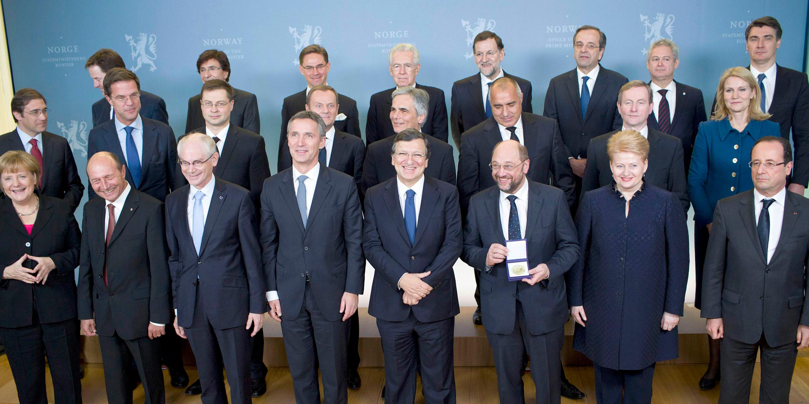 Staatsoberhäupter der EU nehmen Nobelpreis entgegen