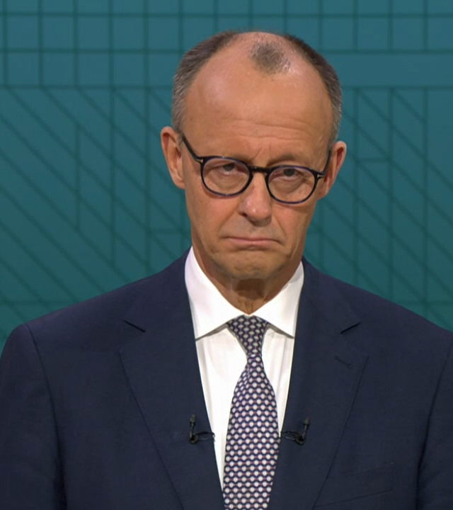 Friedrich Merz (CDU) im Studio beim TV-Duell