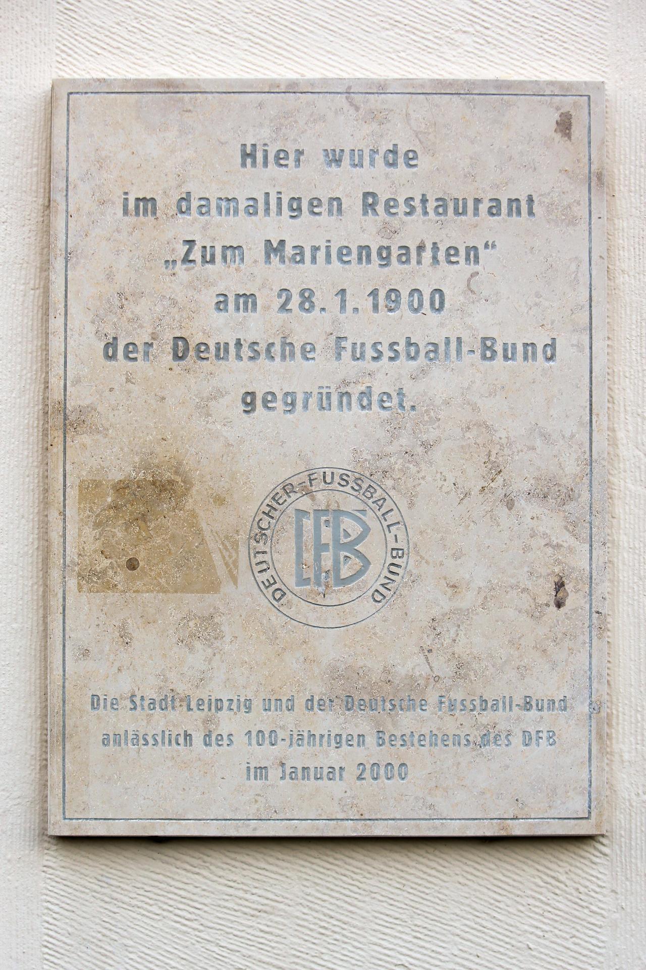 Gedenktafel zur Gründung des DFB in Leipzig