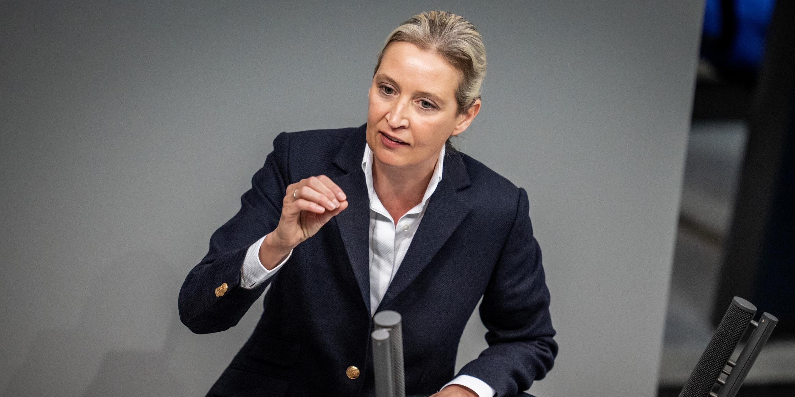 Alice Weidel at the Bundestag in Berlin on January 31, 2024