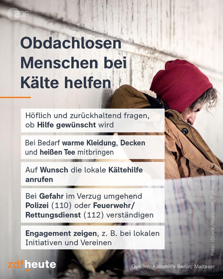 Grafik: Obdachlosen Menschen bei Kälte helfen