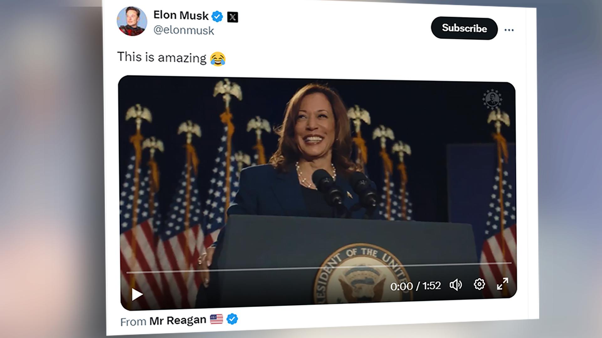 Elon Musk twittert zu Kamala Harris