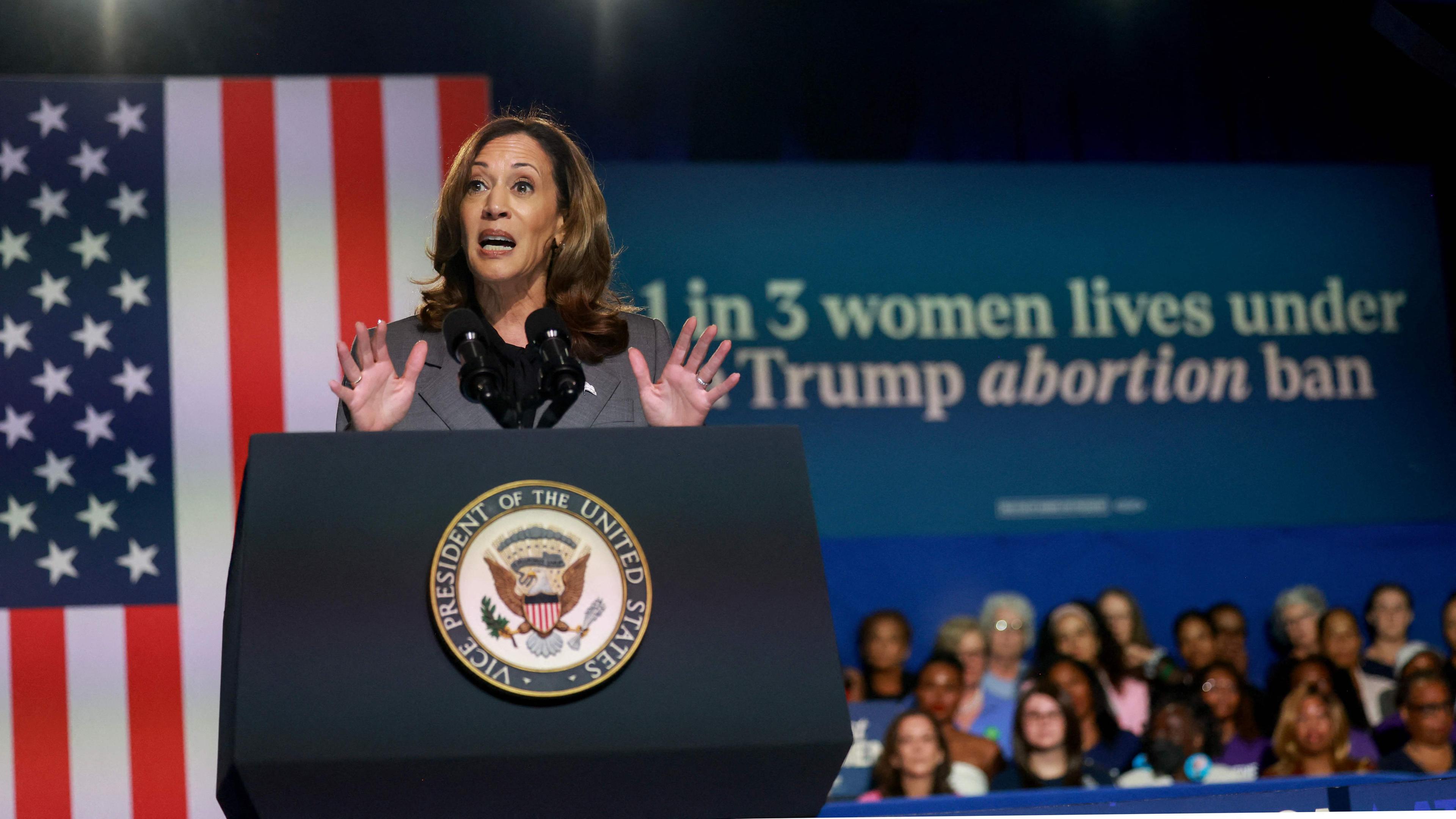 Kamala Harris bei Wahlkampfveranstaltung in Atlanta, Georgia