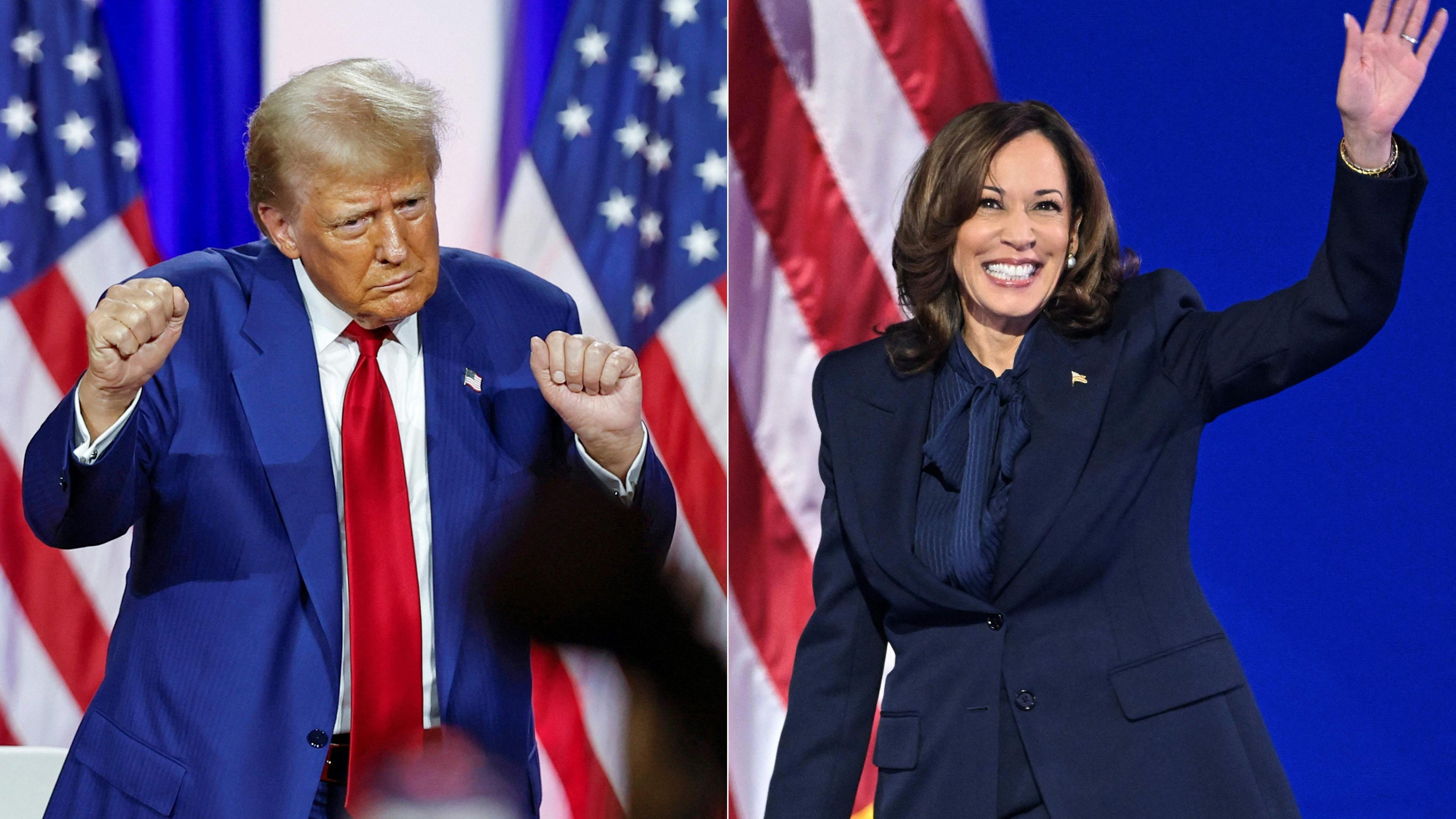 Kombination von Bildern: Kamala Harris und Donald Trump