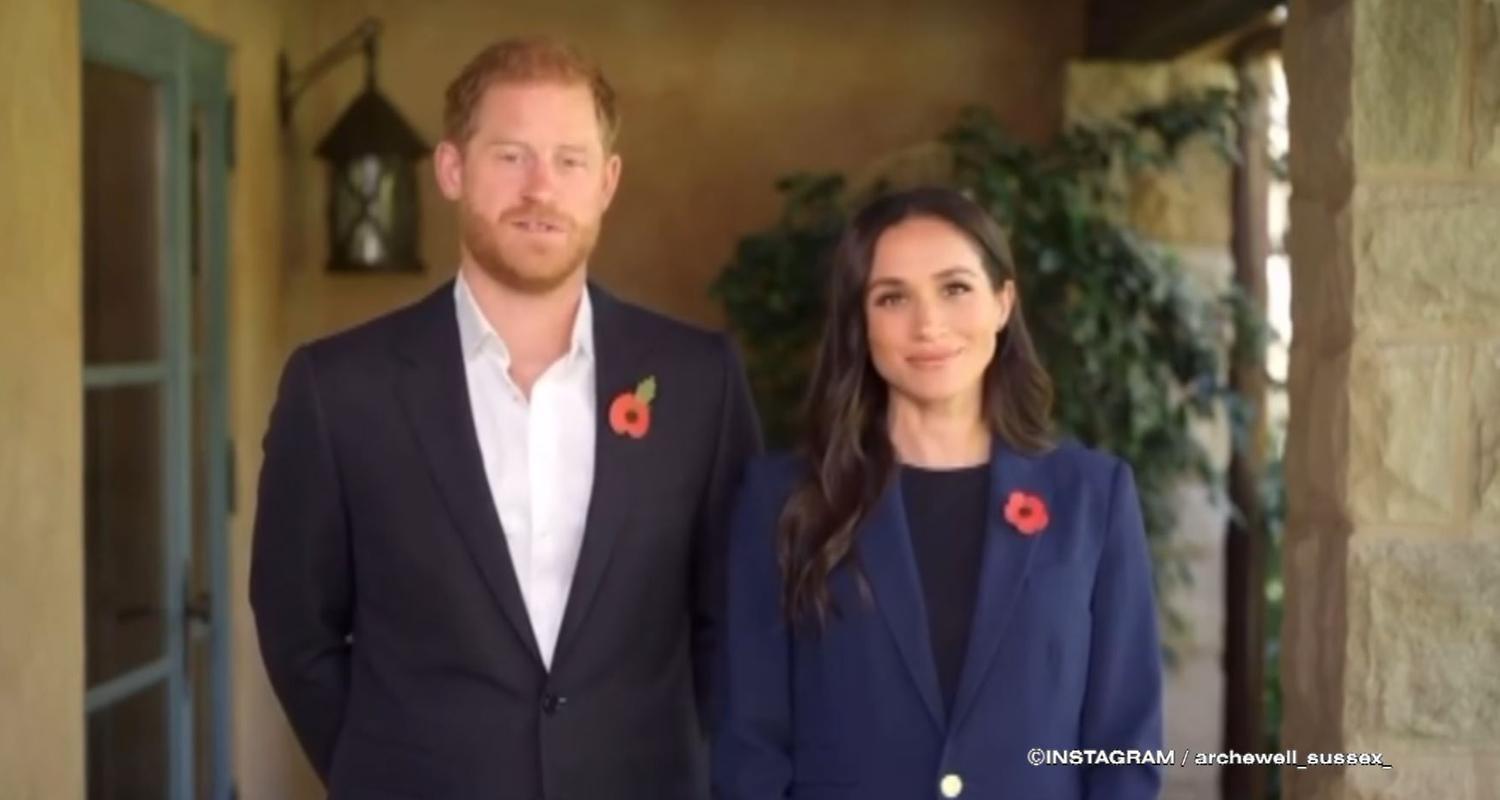 Prinz Harry und Herzogin Meghan sprechen in die Kamera.