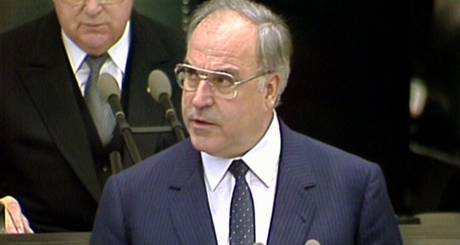 Helmut Kohl bei seiner Rede im Bundestag.