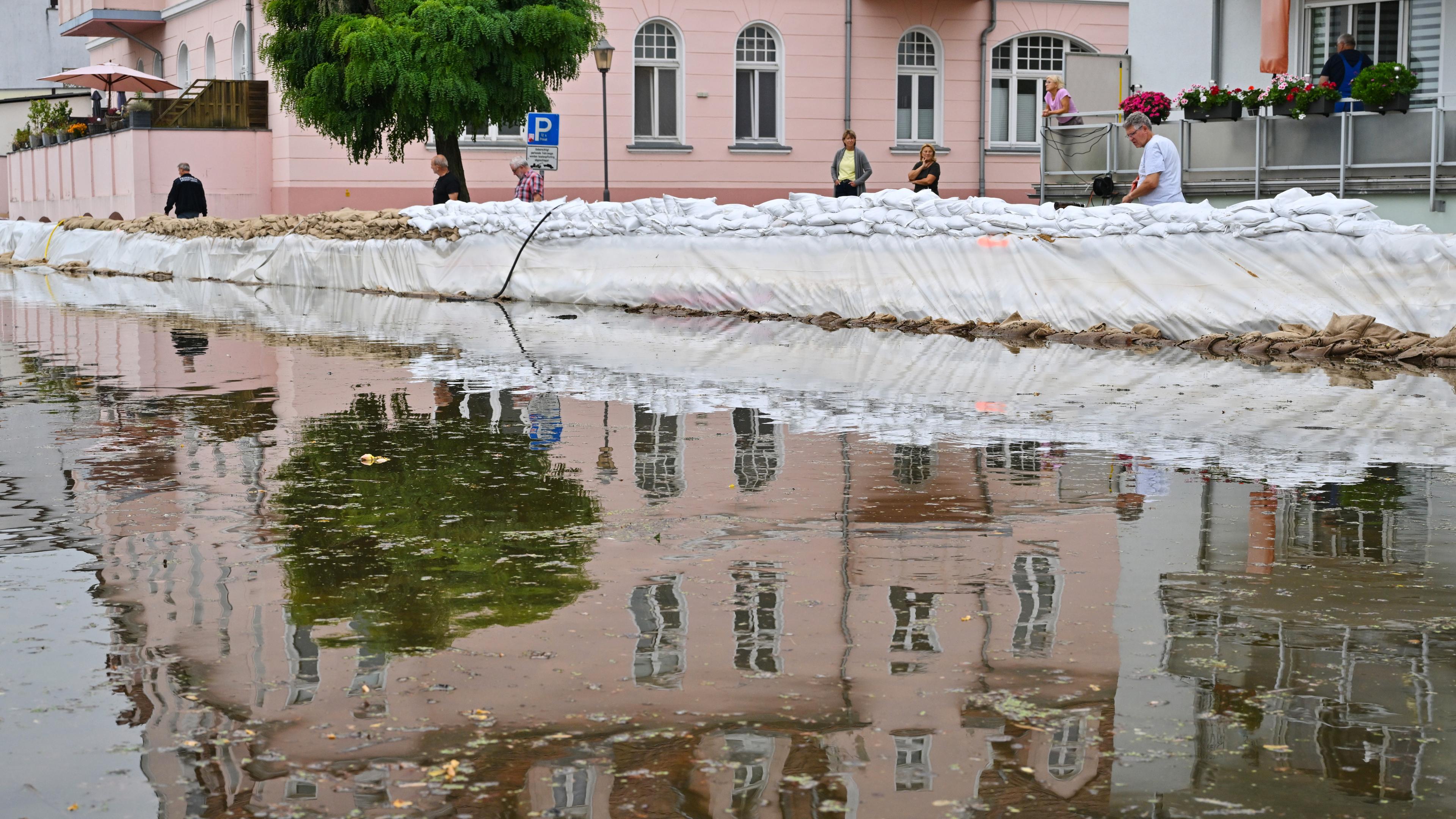 Hochwasser in Fürstenberg, einem Stadtteil von Eisenhüttenstadt, aufgenommen am 24.09.2024