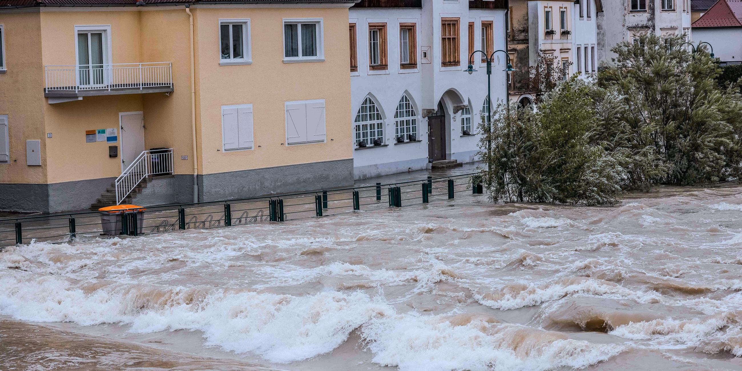 Hochwassermengen nach Starkregen in Oberösterreich