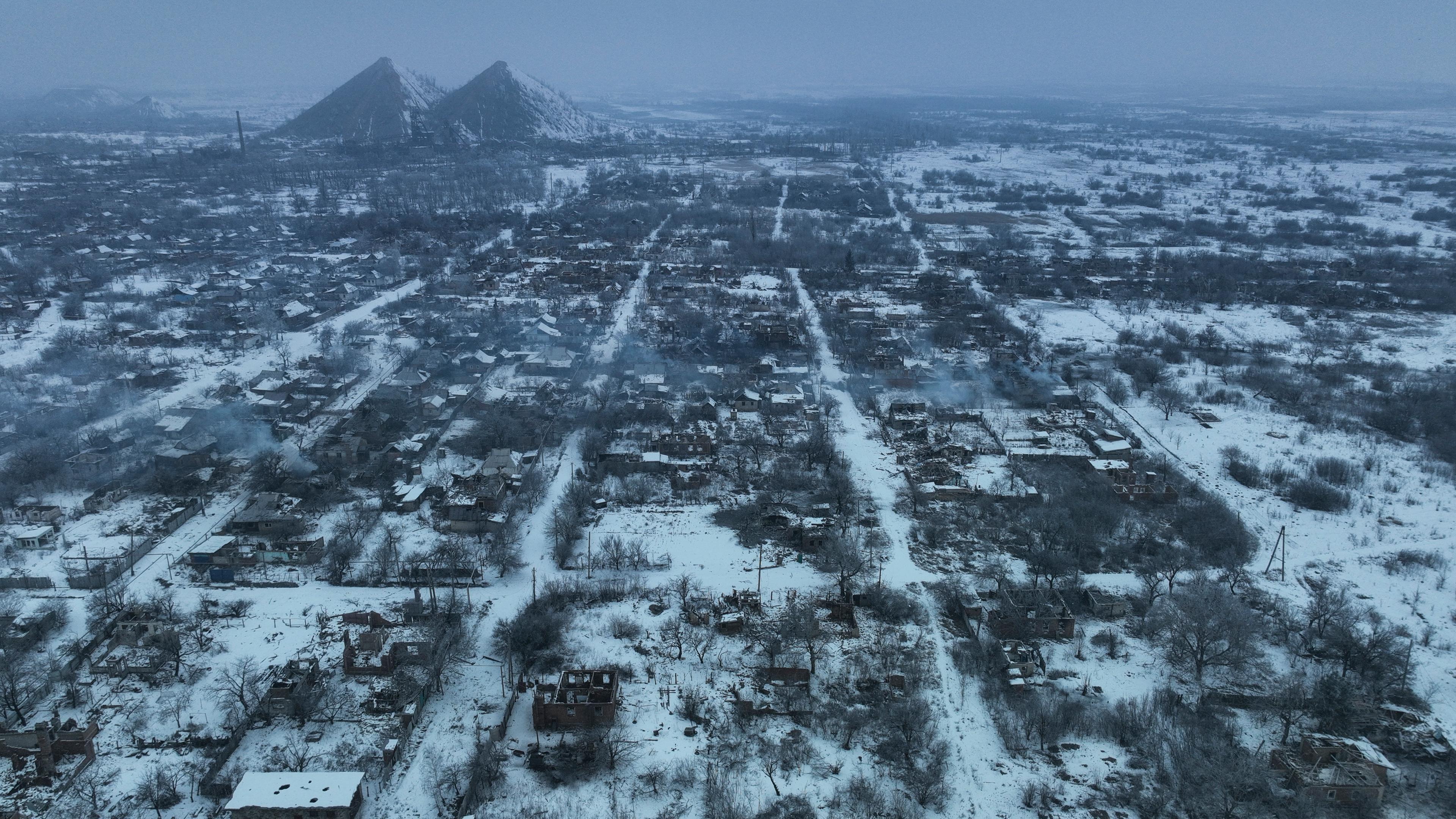 Vista de la ciudad industrial de Torezk en el Donbass.