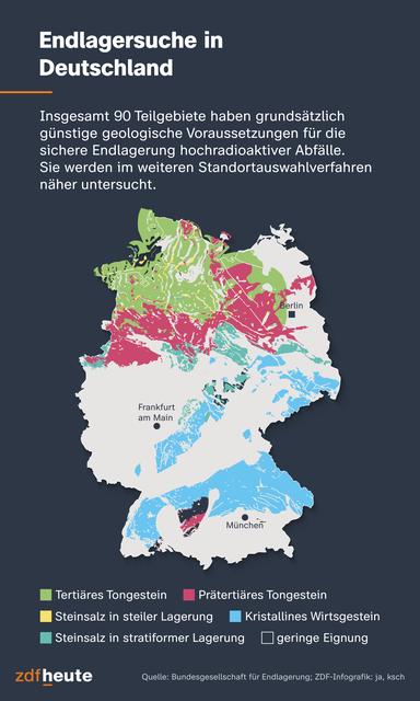 The information card says that the insgesamt 90 sub-area, the fundamental geological preparations for the specific end-use of high radioactive properties. The region has its origins in Northern and Southern Germany.