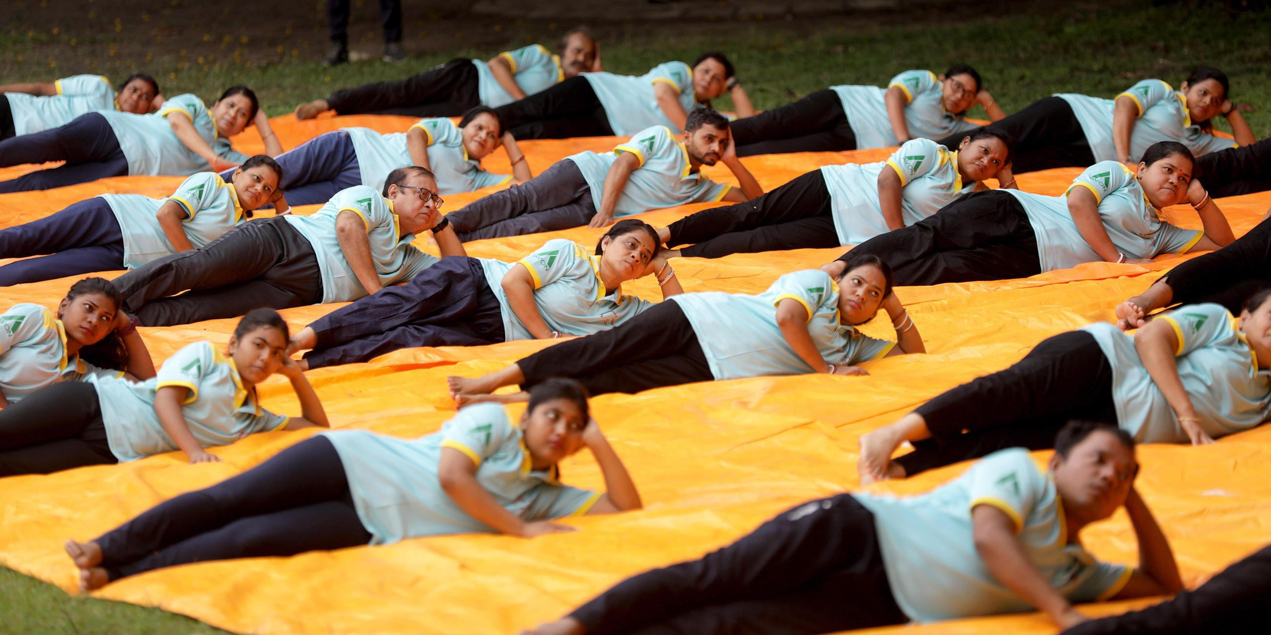 Internationaler Tag des Yoga in Indien.