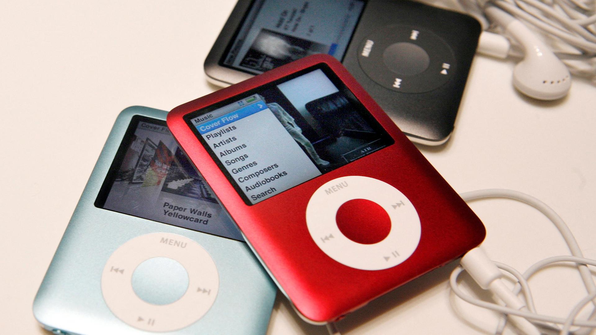 Modelle des iPod-Nano während einer Produktvorstellung im kalifornischen San Francisco. 