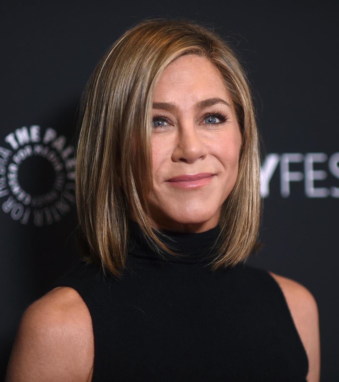 Jennifer Aniston arrives at a screening of "The Morning Show" during PaleyFest, April 12, 2024, at the Dolby Theatre in Los Angeles.