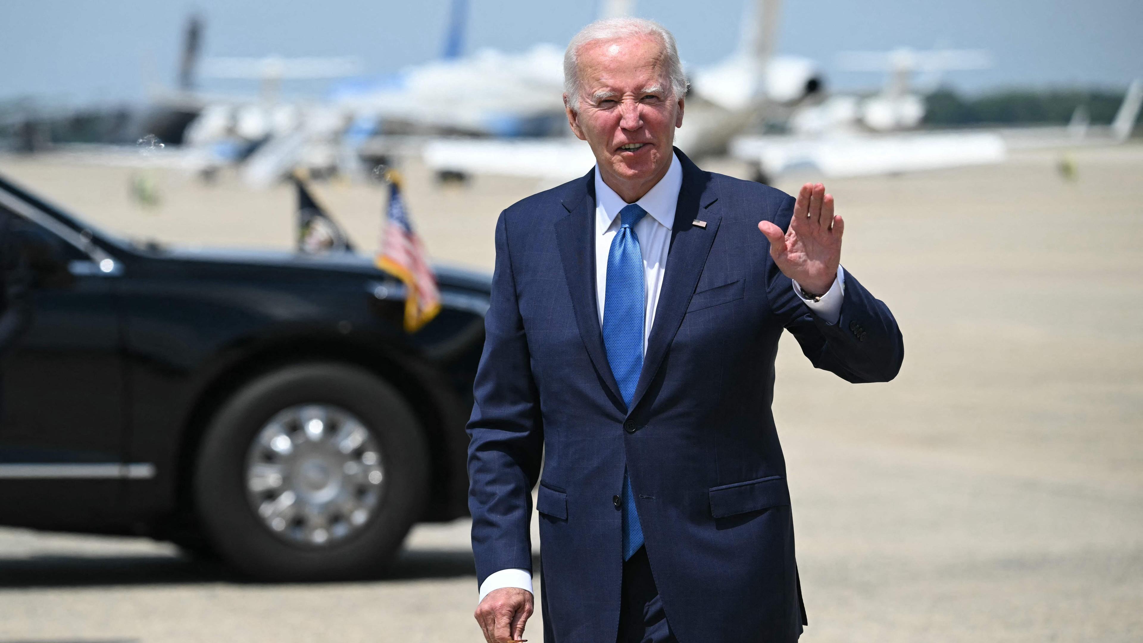 US-Präsident Joe Biden trifft am 23. Juli 2024 auf der Joint Base Andrews in Maryland ein.