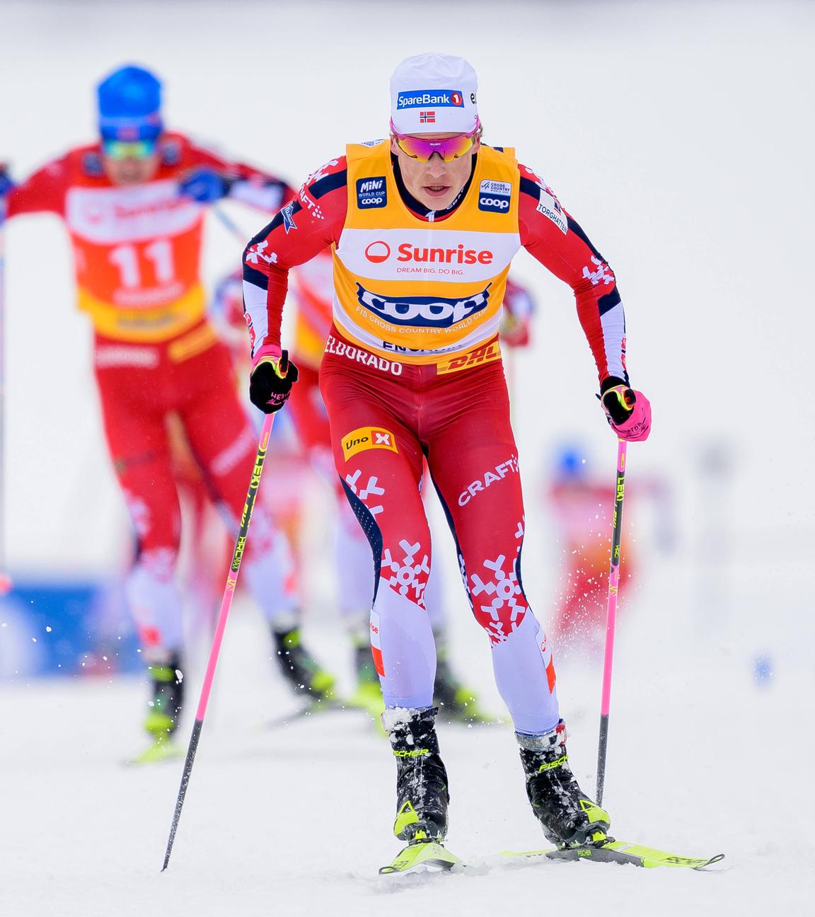 Norwegens Johannes Klaebo beim 20 km Rennen in Surlej am 26.01.2025.