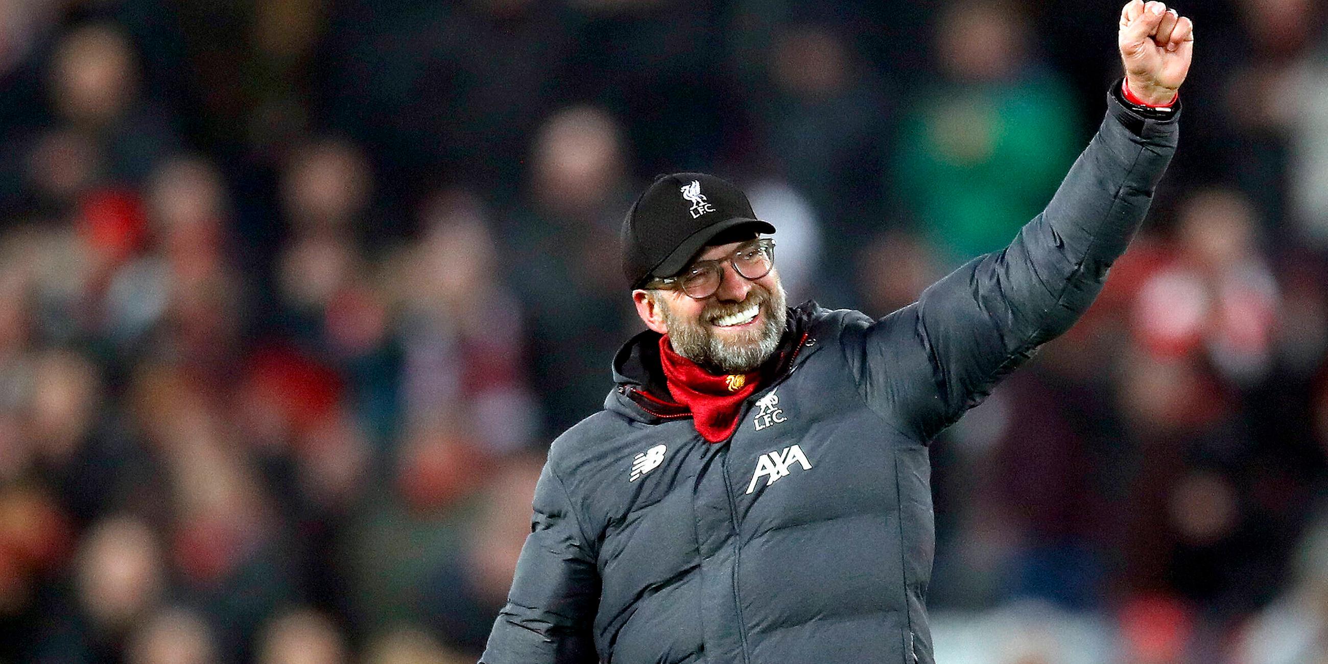 Jürgen Klopp jubelt am 19.01.2020 über den Sieg Liverpools. 