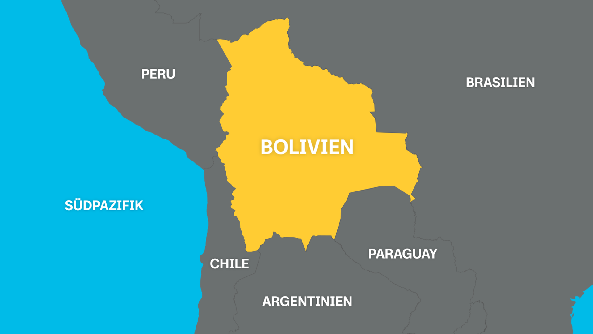 Eine Landkarte von Bolivien.