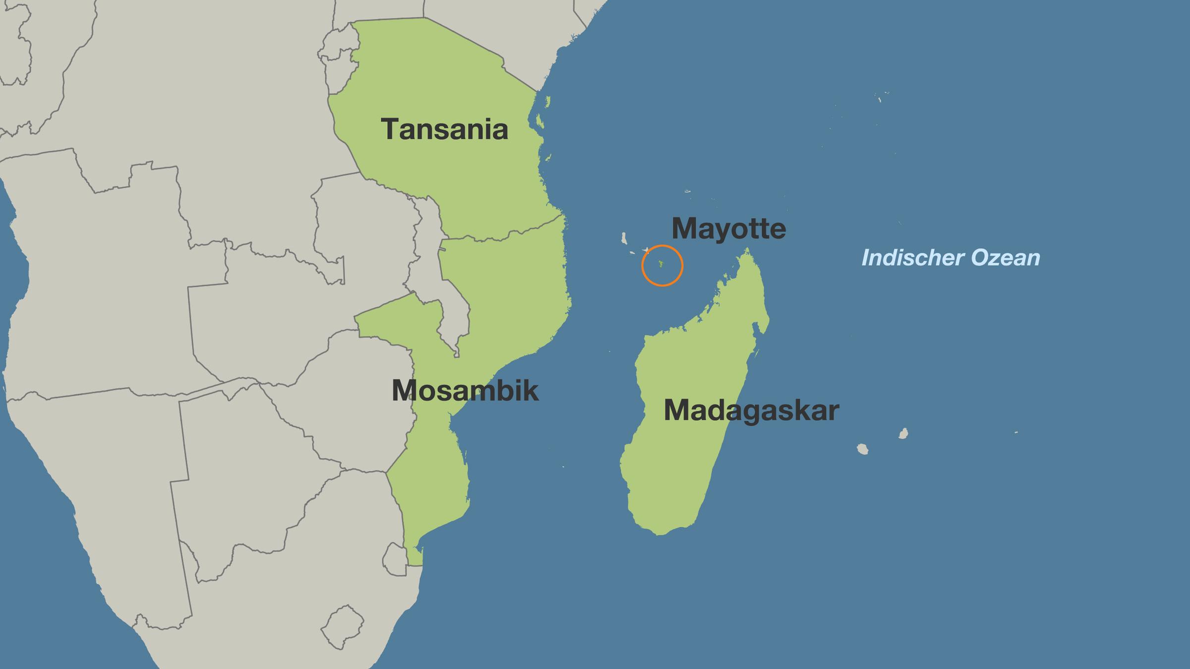 Karte mit der Insel Mayotte