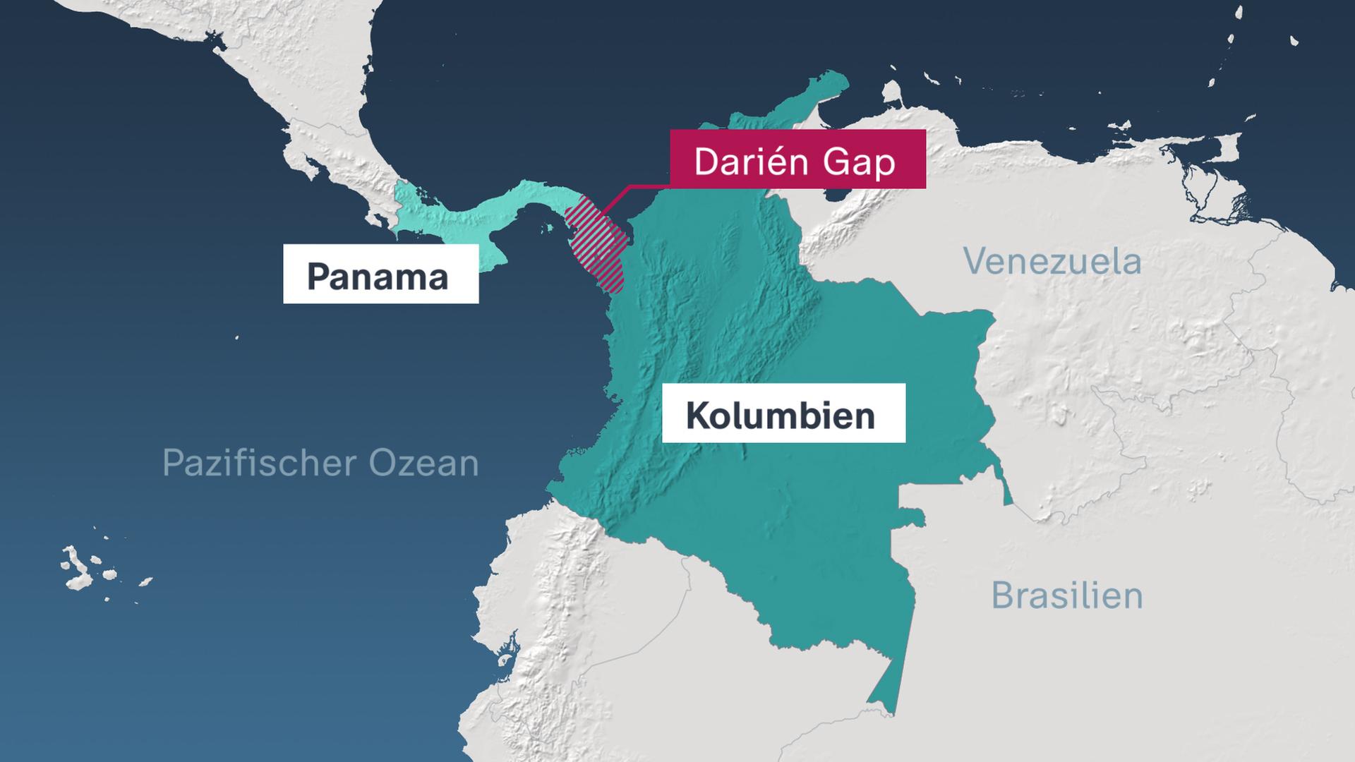 Karte, Darién Gap, Panama, Kolumbien