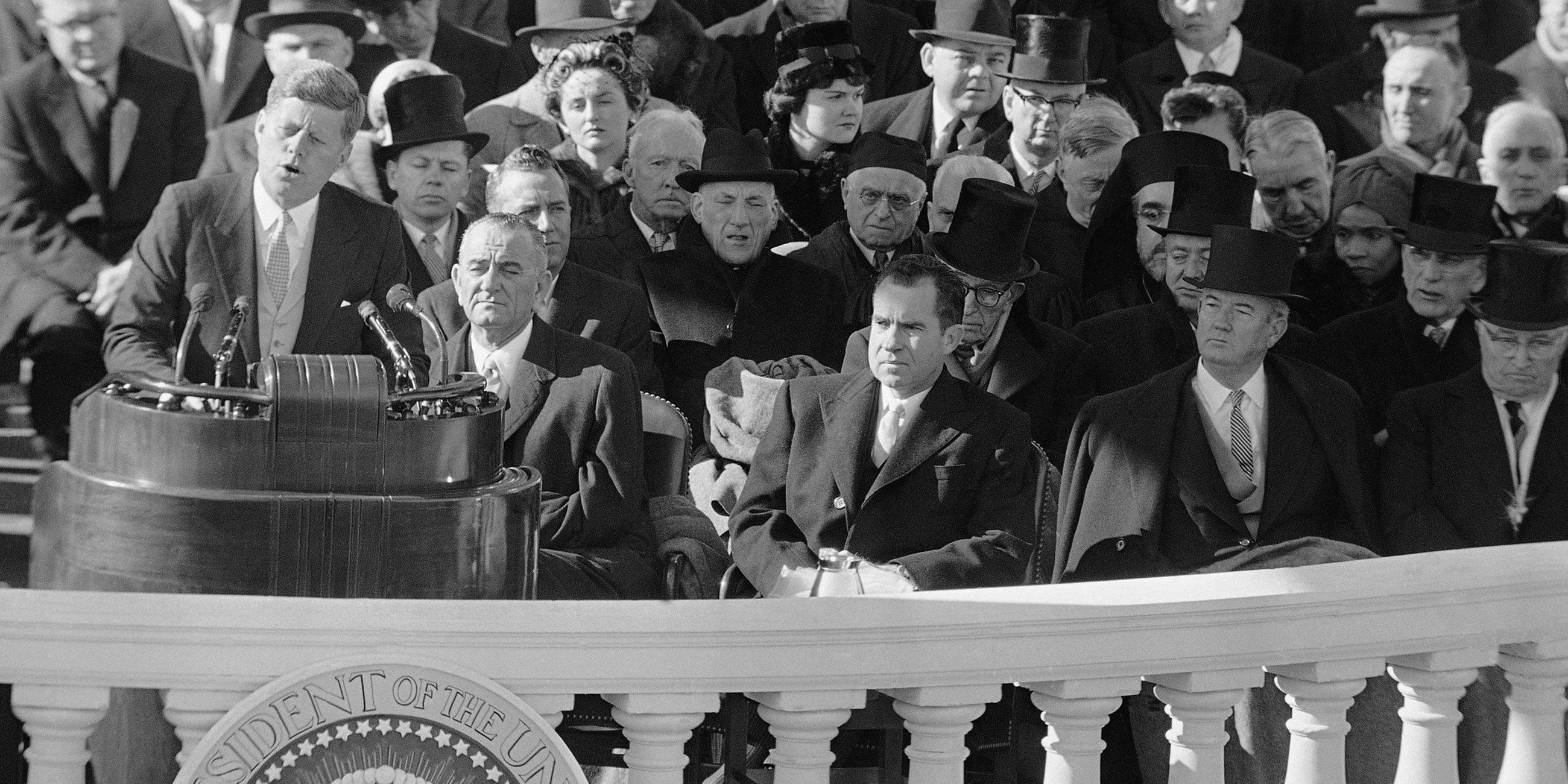 John F. Kennedy, der neue Präsident bei seiner Amtseinführung 1961.