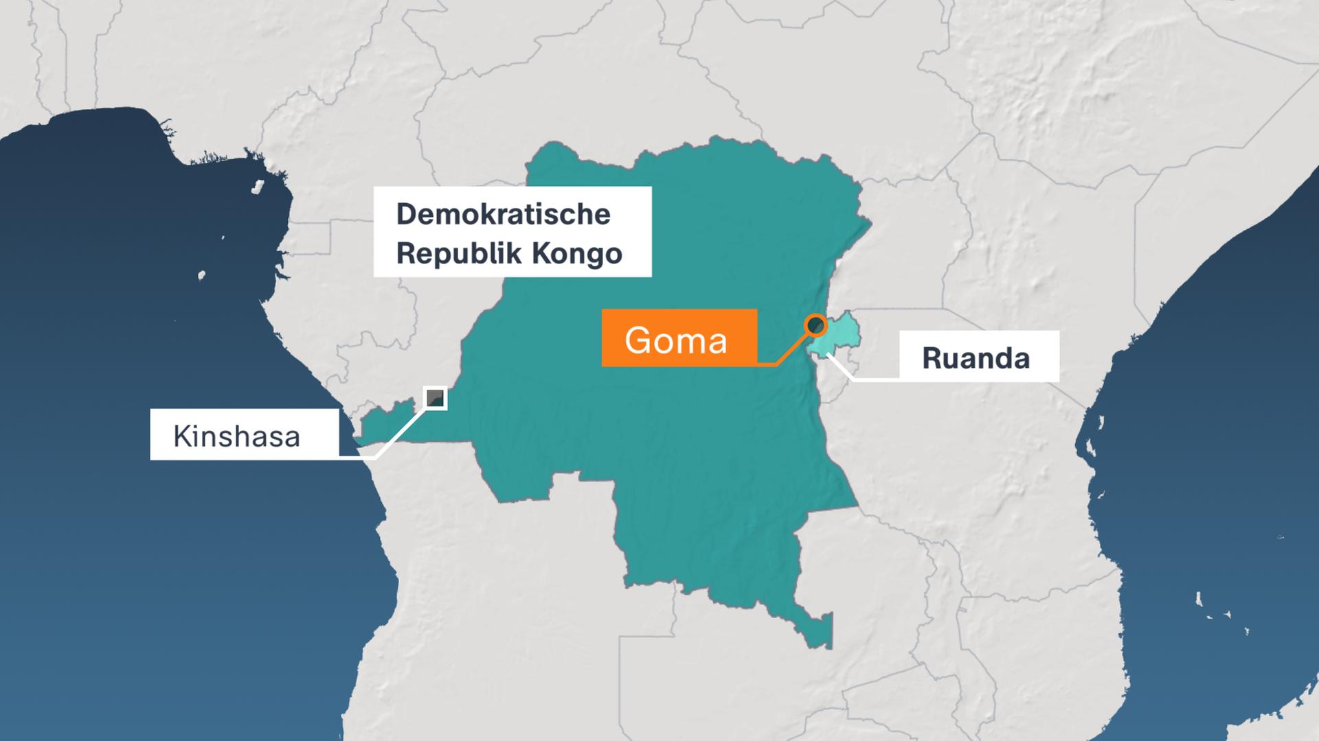 Karte, Kongo, Kinshasa, Goma