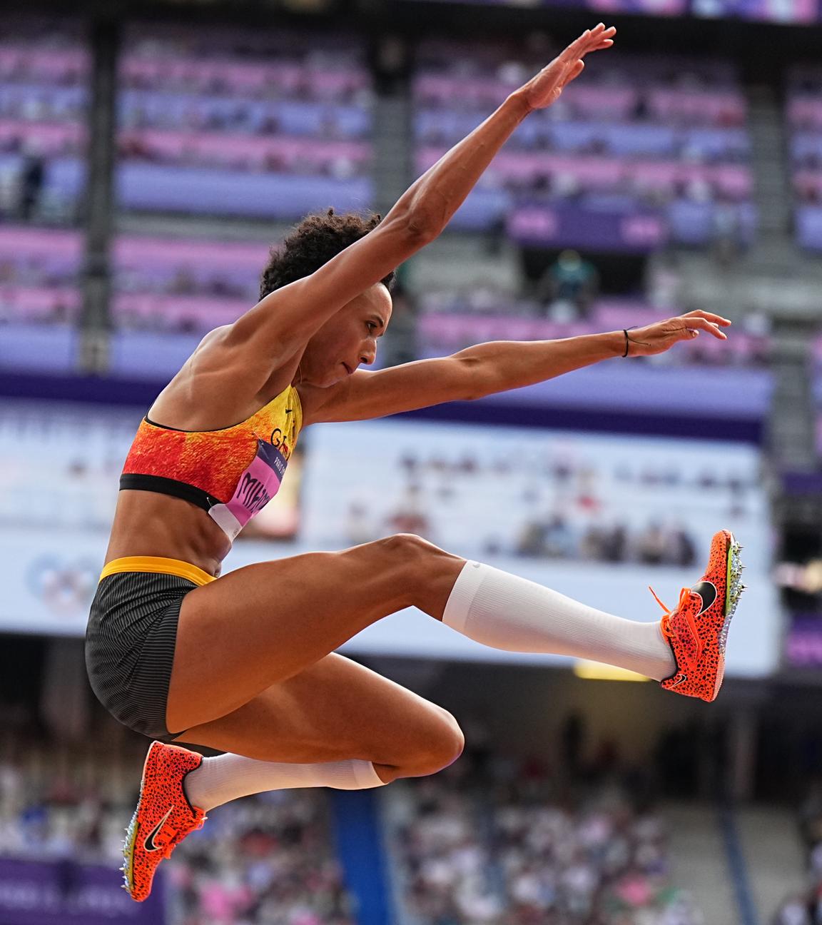 Malaika Mihambo aus Deutschland in Aktion beim Weitspung Finale.