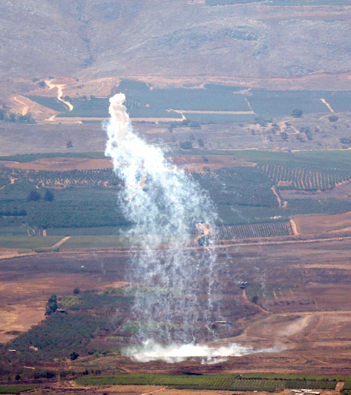 Israeli artillery shells the area of Wazzani in south Lebanon