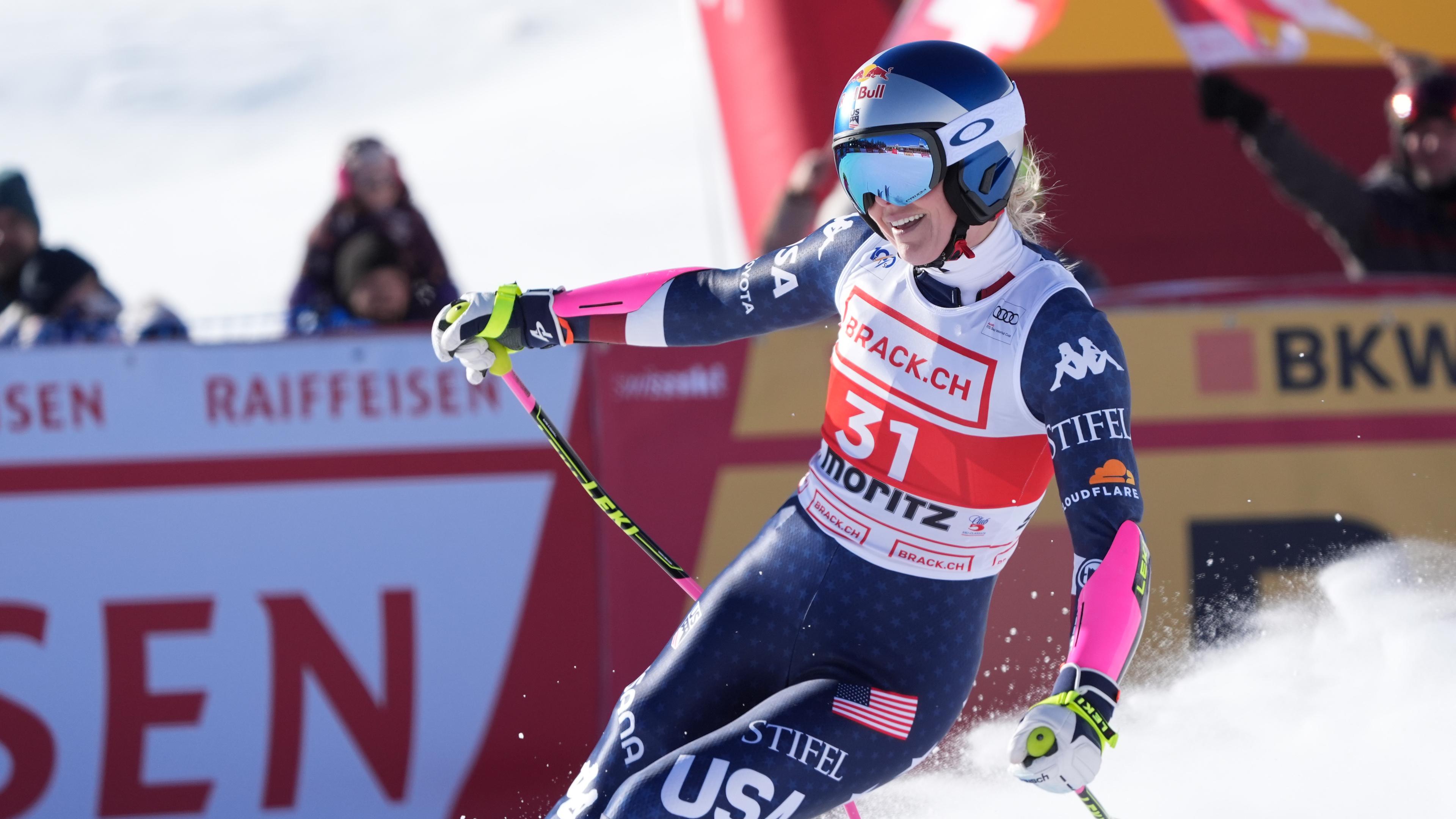 Die US-amerikanische Skirennläuferin Lindsey Vonn beim Weltcup in St. Moritz