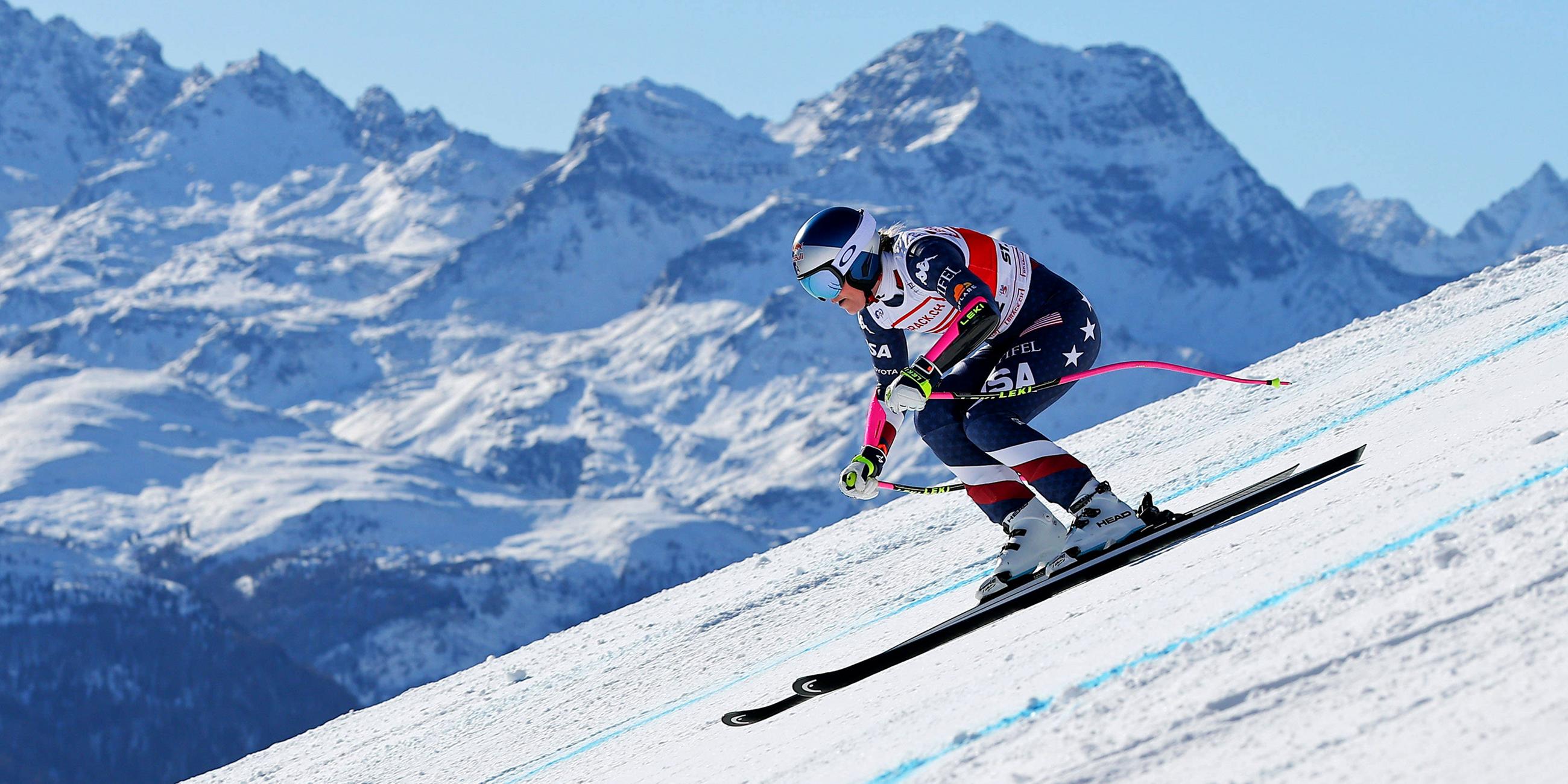 US-Skirennläuferin Lindsey Vonn beim Super-G in St. Moritz