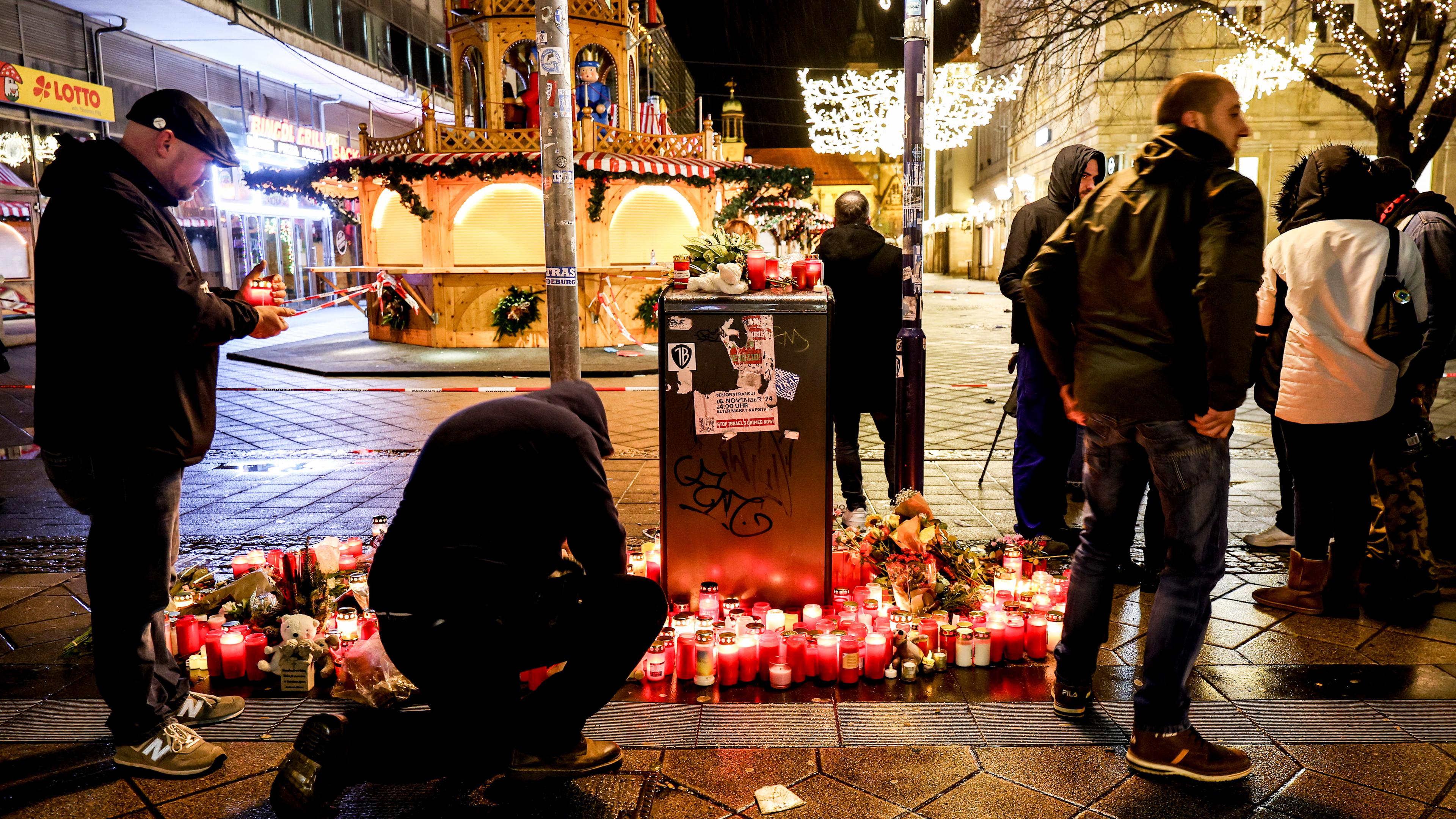 Tributes at the site of the Magdeburg Christmas market ramming attack