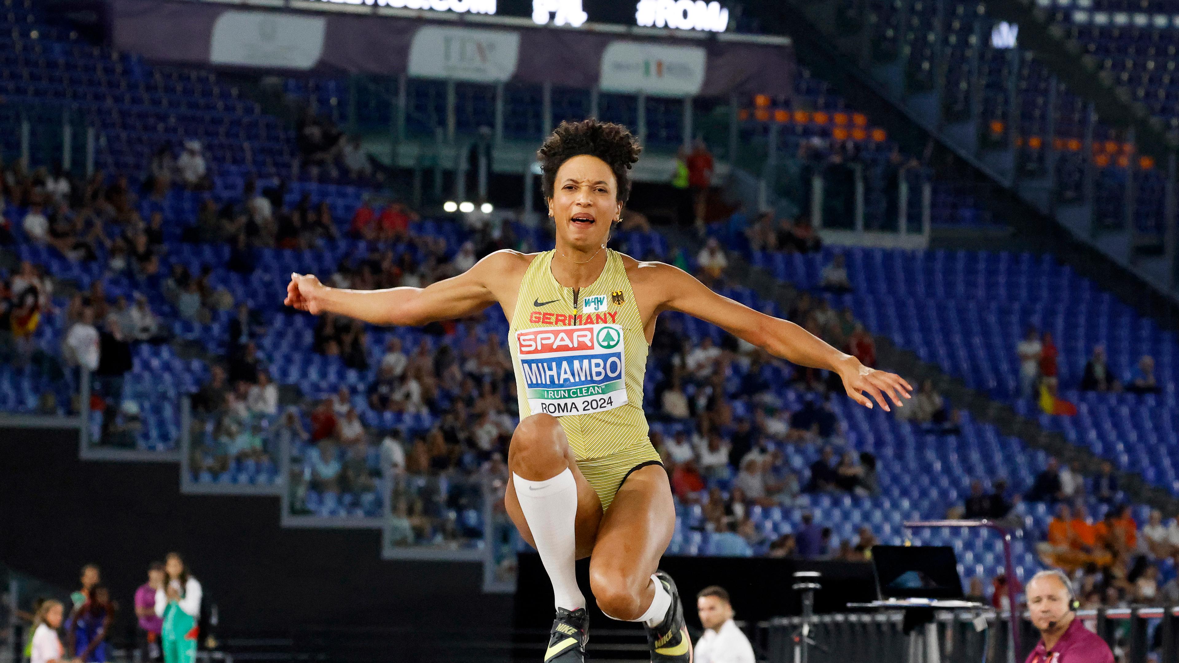 Malaika Mihambo im Finale des Weitsprungs bei der Leichtathletik-EM.