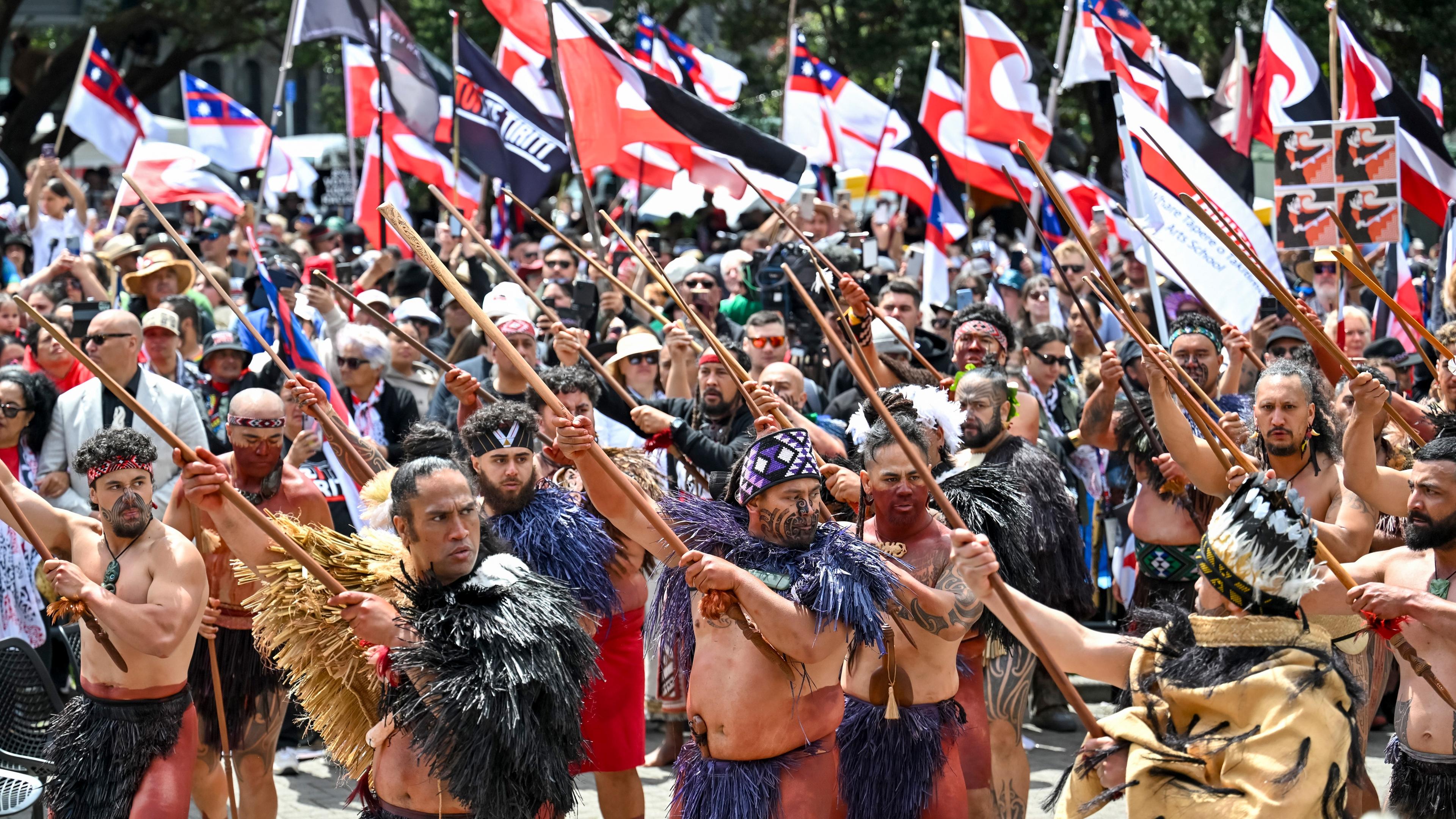 Maori-Protest in Wellington (Neuseeland), aufgenommen am 19.11.2024