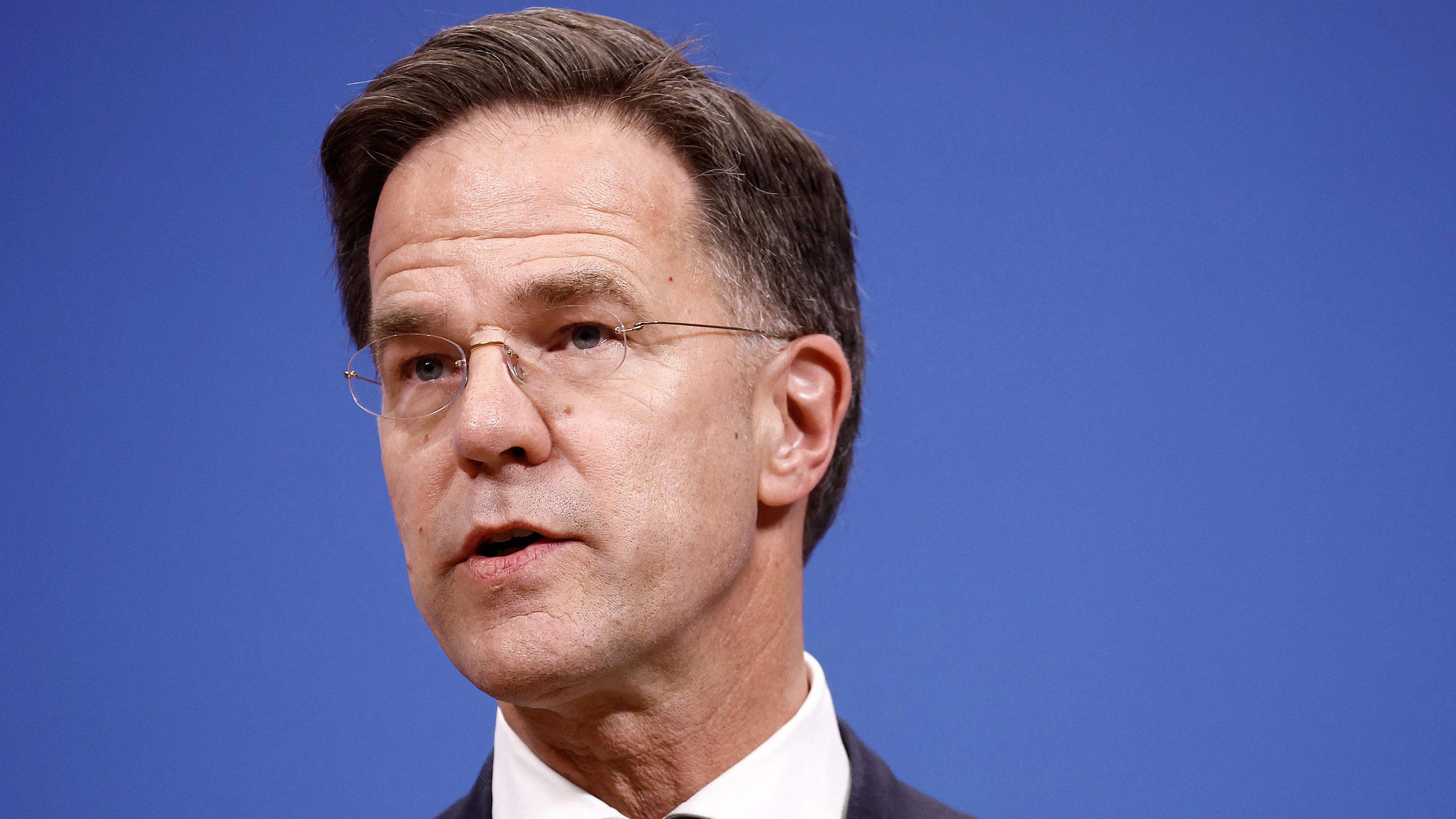 Mark Rutte, aufgenommen am 17.04.2024 in Brüssel (Belgien)