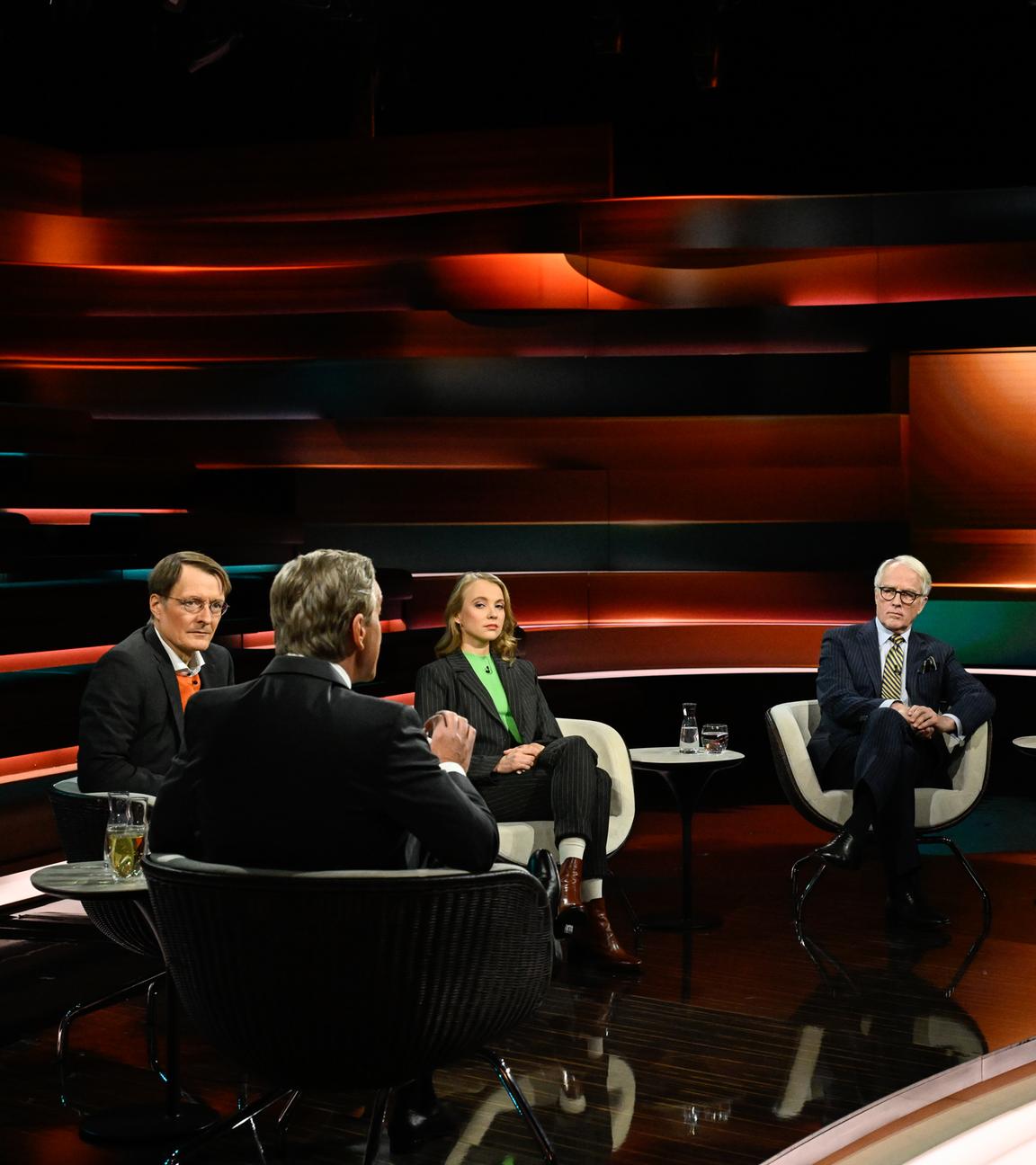 Markus Lanz vom 20. November 2024: Karl Lauterbach, Markus Lanz, Olivia Kortas, Rüdiger von Fritsch, Michael Bröcker