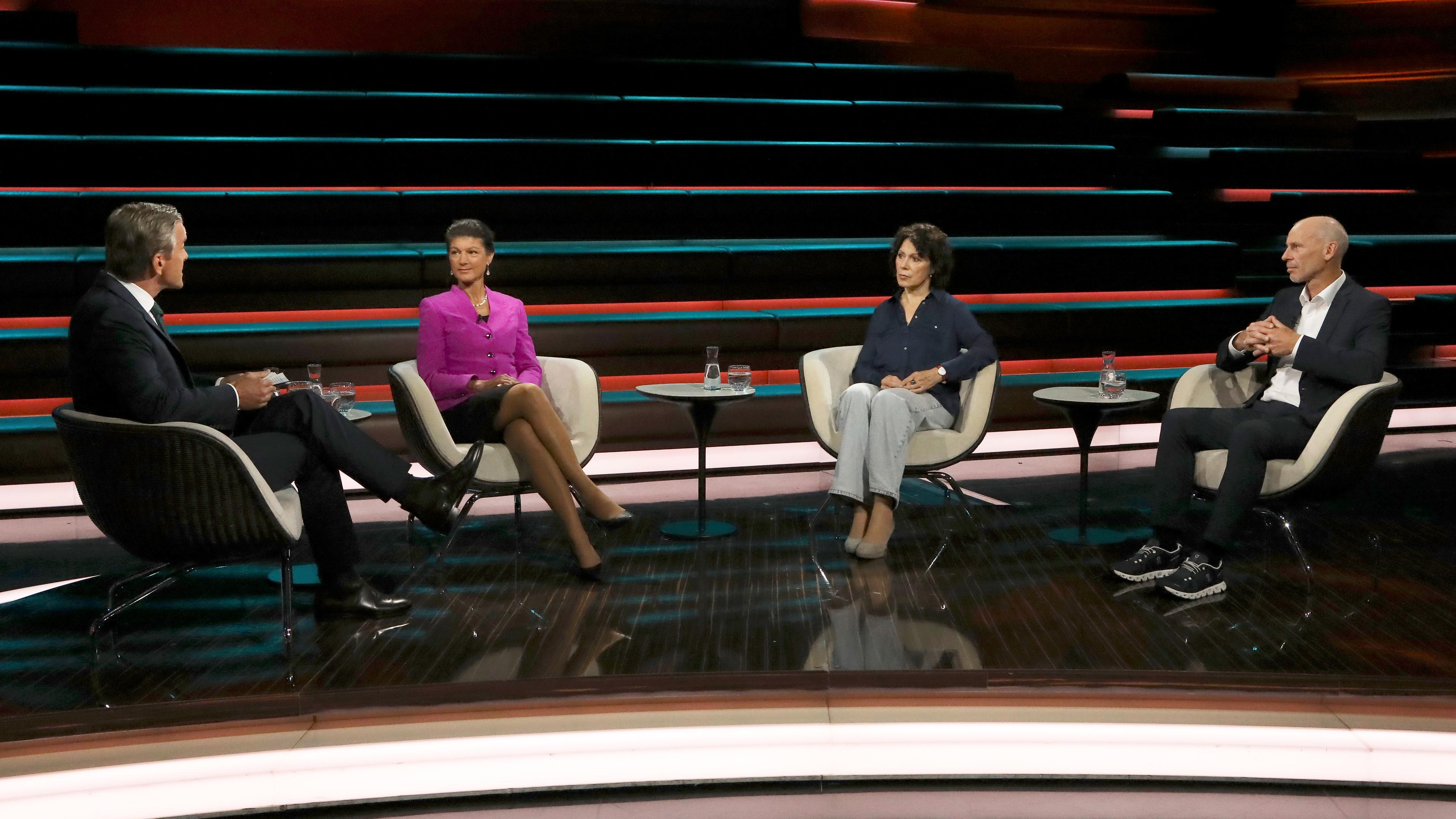 Markus Lanz vom 25. September 2024: Markus Lanz, Sahra Wagenknecht, Sabine Adler, Stefan Bratzel, Michael Kellner (zugeschaltet)