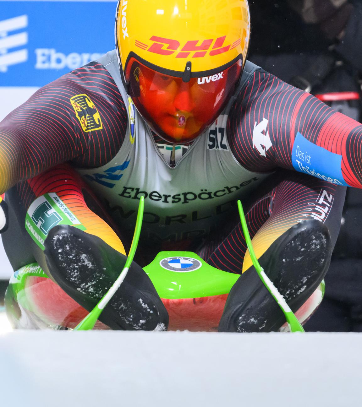 11.01.2025, Sachsen, Altenberg: Rodeln: Weltcup, Einsitzer, Männer, 1. Durchgang; Max Langenhan aus Deutschland am Start.