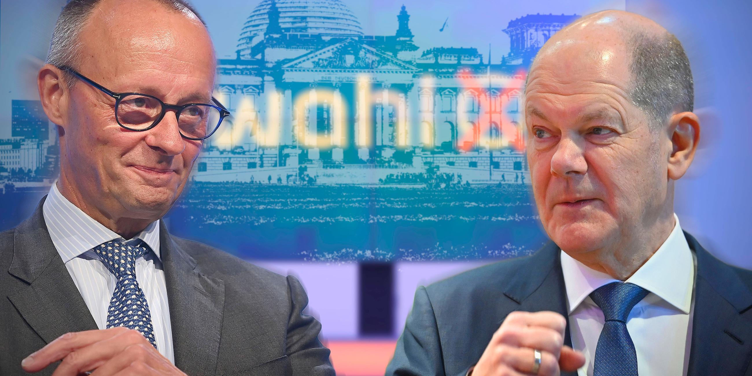 Montage: Friedrich Merz und Olaf Scholz