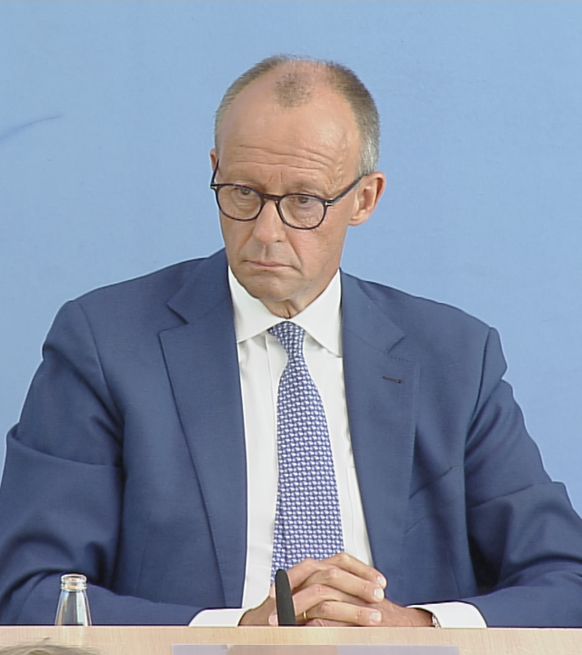 CDU-Chef Friedrich Merz bei seiner Bundespressekonferenz. 