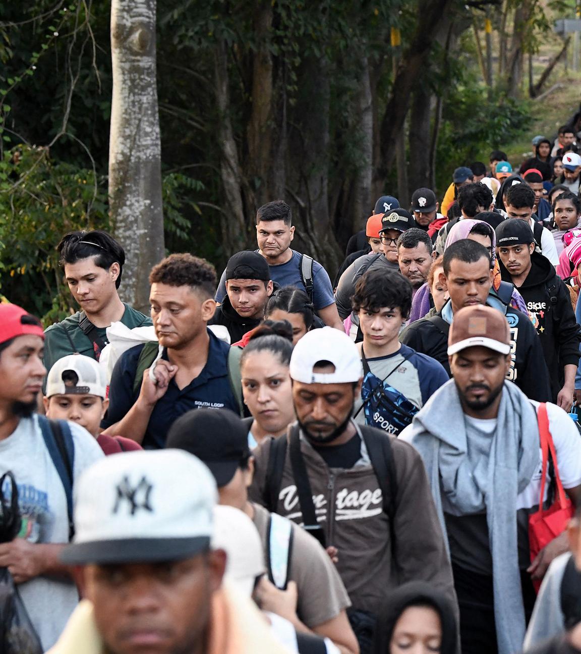 Migranten in Tapachula im mexikanischen Bundesstaat Chiapas marschieren auf dem Weg zur US-Grenze, aufgenommen am am 20.01.2025