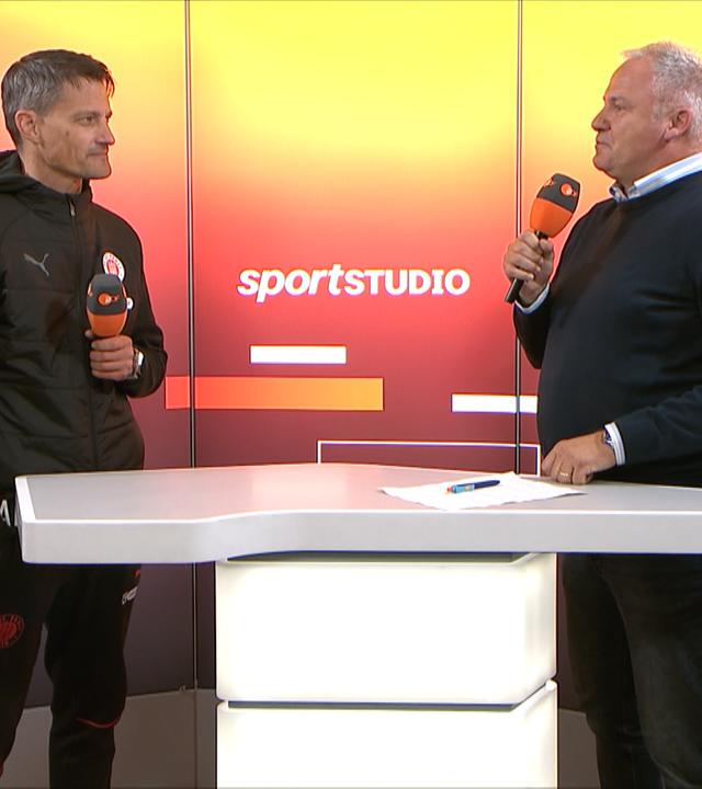 St. Paulis Trainer Alexander Blessin im Gespräch mit dem ZDF am 05.10.24.