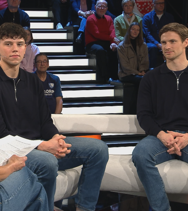 Marko Grgic und Rune Dahmke (rechts) im Gespräch mit sportstudio-Moderatorin Kathrin Müller-Hohenstein