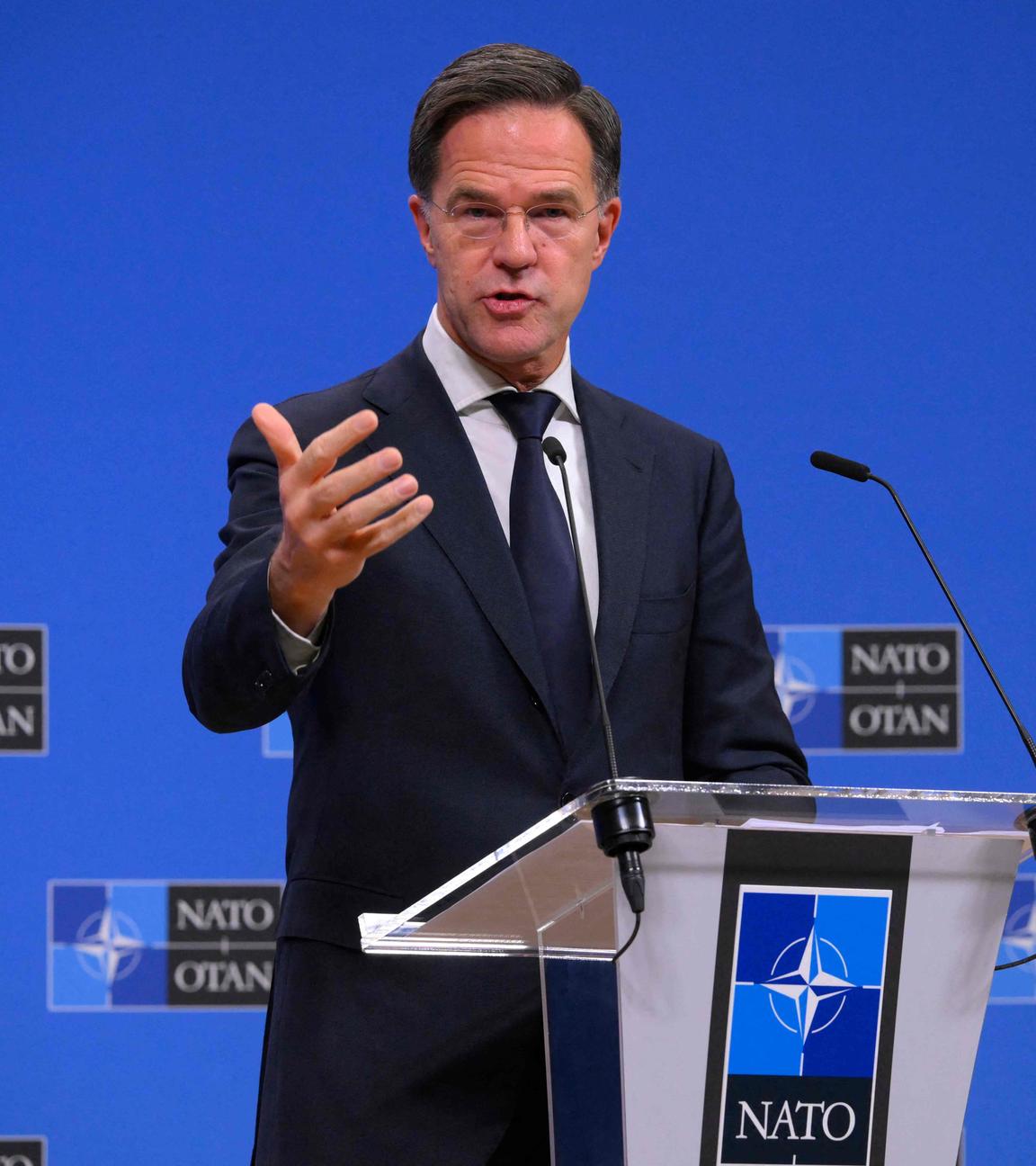 Der niederländische Nato-Generalsekretär Mark Rutte während eines Treffens der Außenminister der Nato in Brüssel.