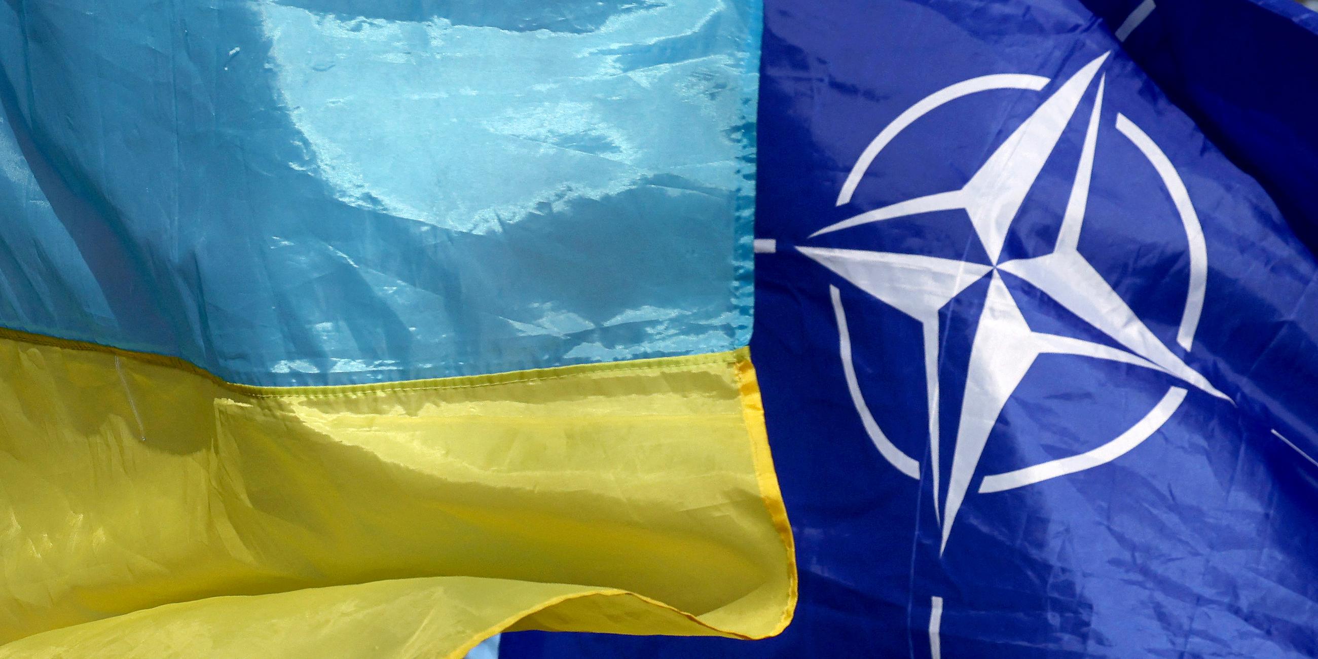 Ukraine- und NATO-Flaggen