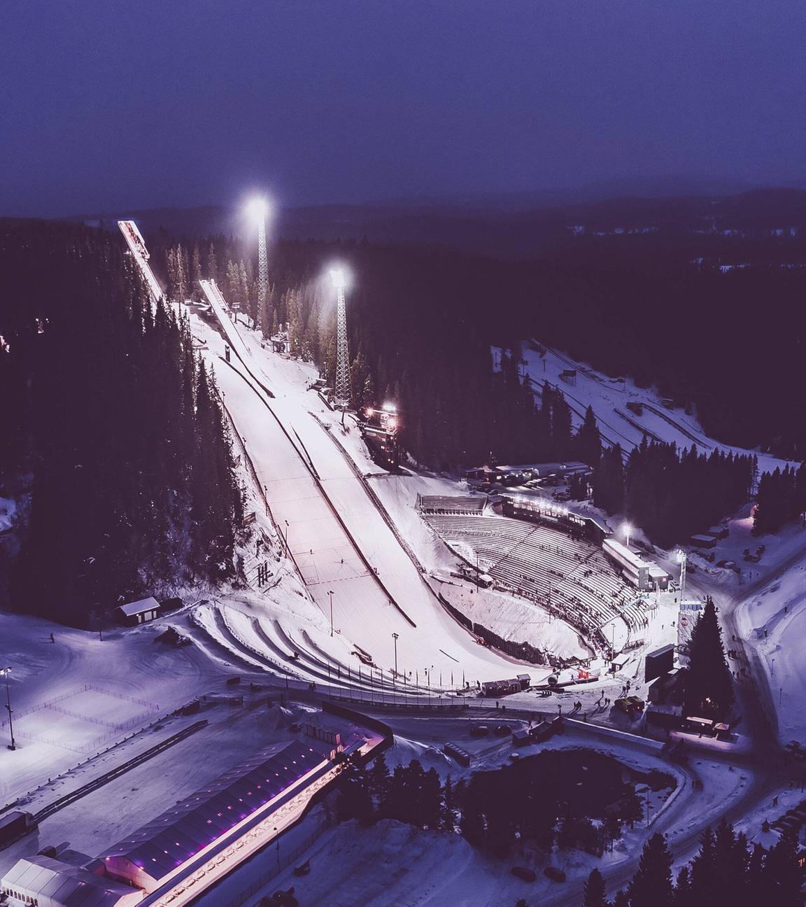 Norwegen, Trondheim, Skisprungschanzen des Granasen Skicenters