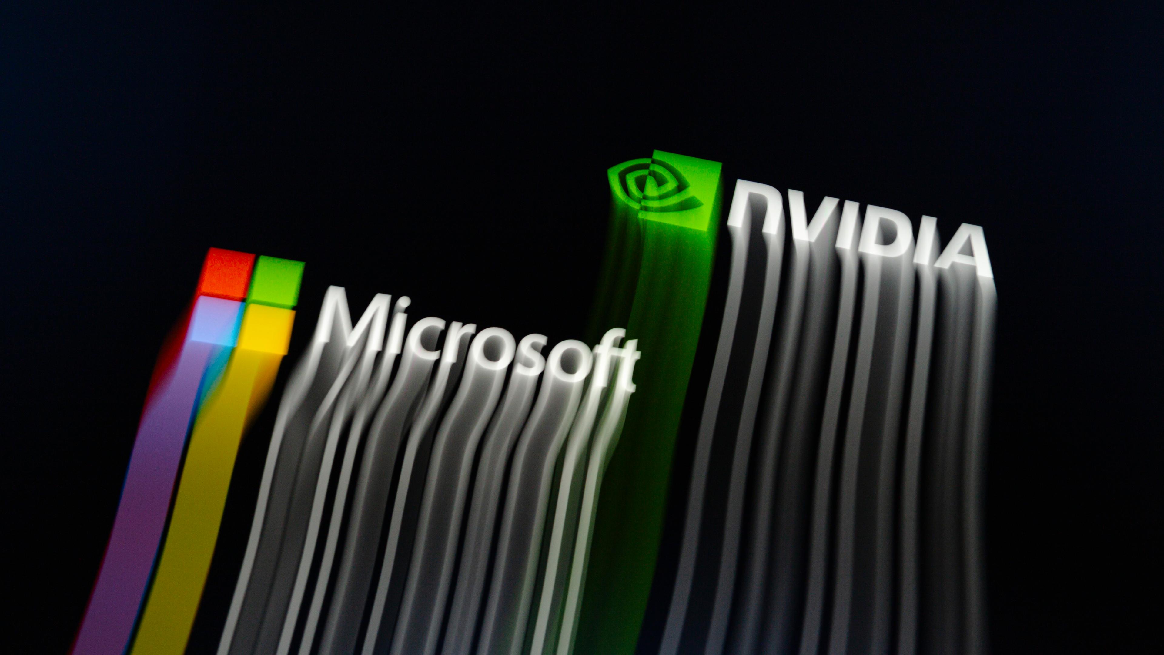 Paraguay, Asunción: Die Logos von Microsoft (Nasdaq: MSFT) und Nvidia (Nasdaq: NVDA) werden auf einem Smartphone dargestellt