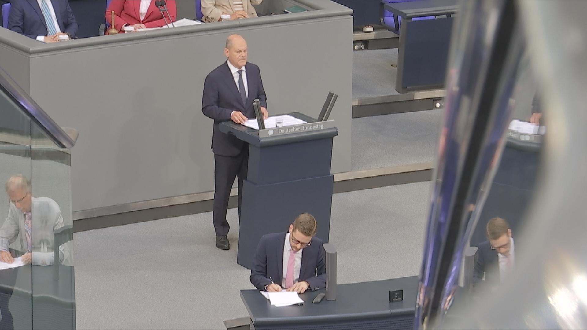 Olaf Scholz bei seiner Regierungserklärung im Bundestag.